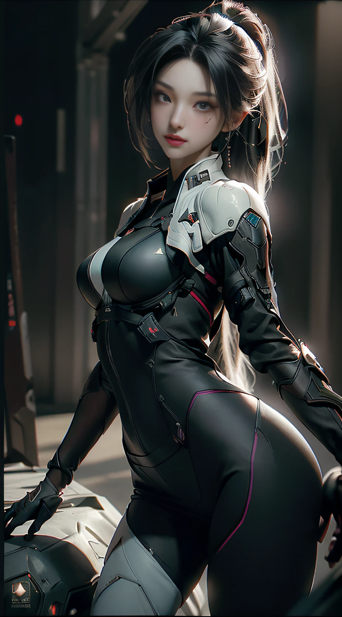 ((Best quality)), ((masterpiece)), (detailed:1.4), 3D, an image of a beautiful cyberpunk female,HDR (High Dynamic Range),Ray Tracing,NVIDIA RTX,Super-Resolution,Unreal 5,Subsurface scattering,PBR Texturing,Post-processing,Anisotropic Filtering,Depth-of-field,Maximum clarity and sharpness,Multi-layered textures,Albedo and Specular maps,Surface shading,Accurate simulation of light-material interaction,Perfect proportions,Octane Render,Two-tone lighting,Wide aperture,Low ISO,White balance,Rule of thirds,8K RAW,