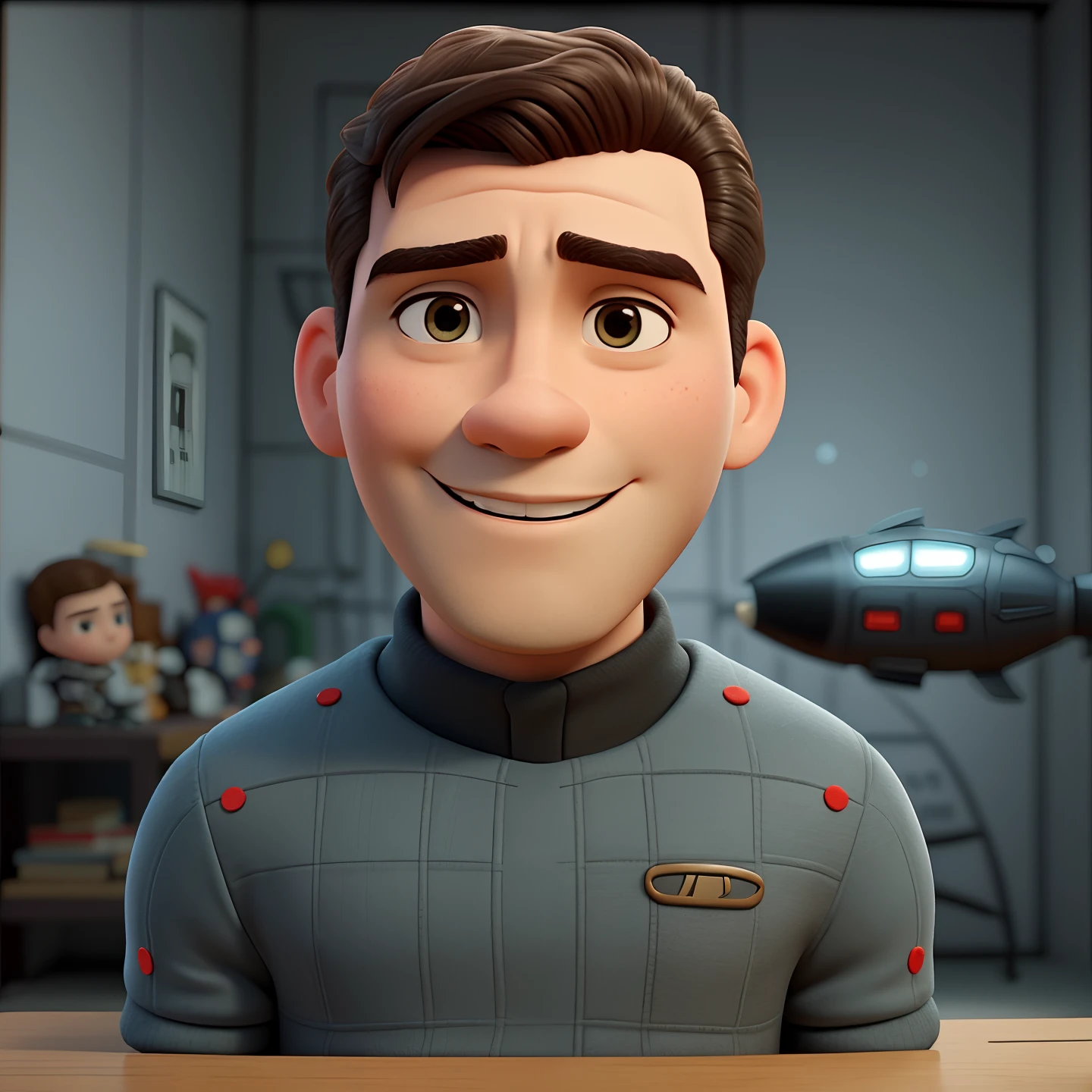 rosto de alto detalhe, Estilo Pixar, Personagens de desenhos animados, Cute 3D rendering, Waist-length portrait of a 20-year-old Chinese man in Marvel Avengers clothes, sorrir, Base dos Vingadores, textura natural da pele, Textura 4k, HDR, intrincado, Very detailed, foco nítido, cinematic look, super detalhado, -IW 1.5