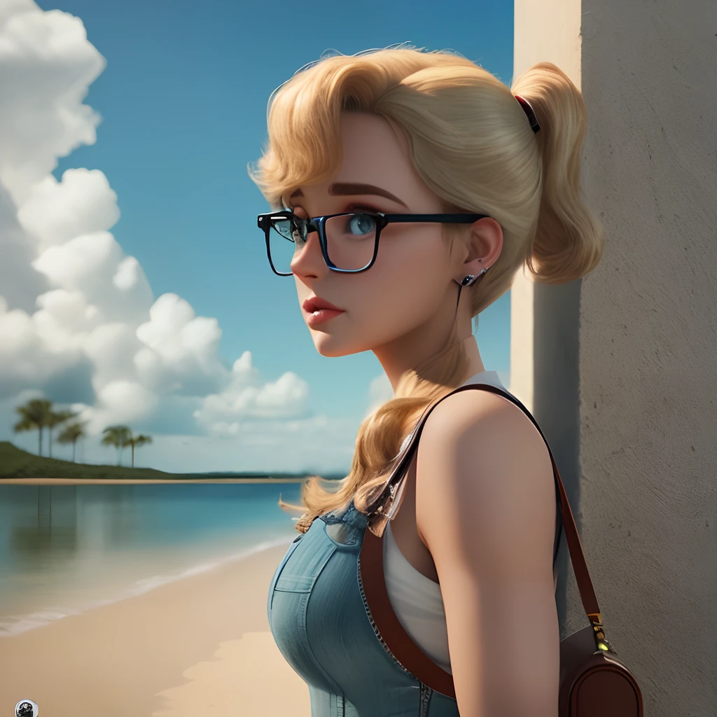 poster 3d inspirado na Disney/Pixar Capture Scene With Woman In Hair Glasses With Blonde Highlights, nariz grande, boca grande, cabelo grande, bunda grande