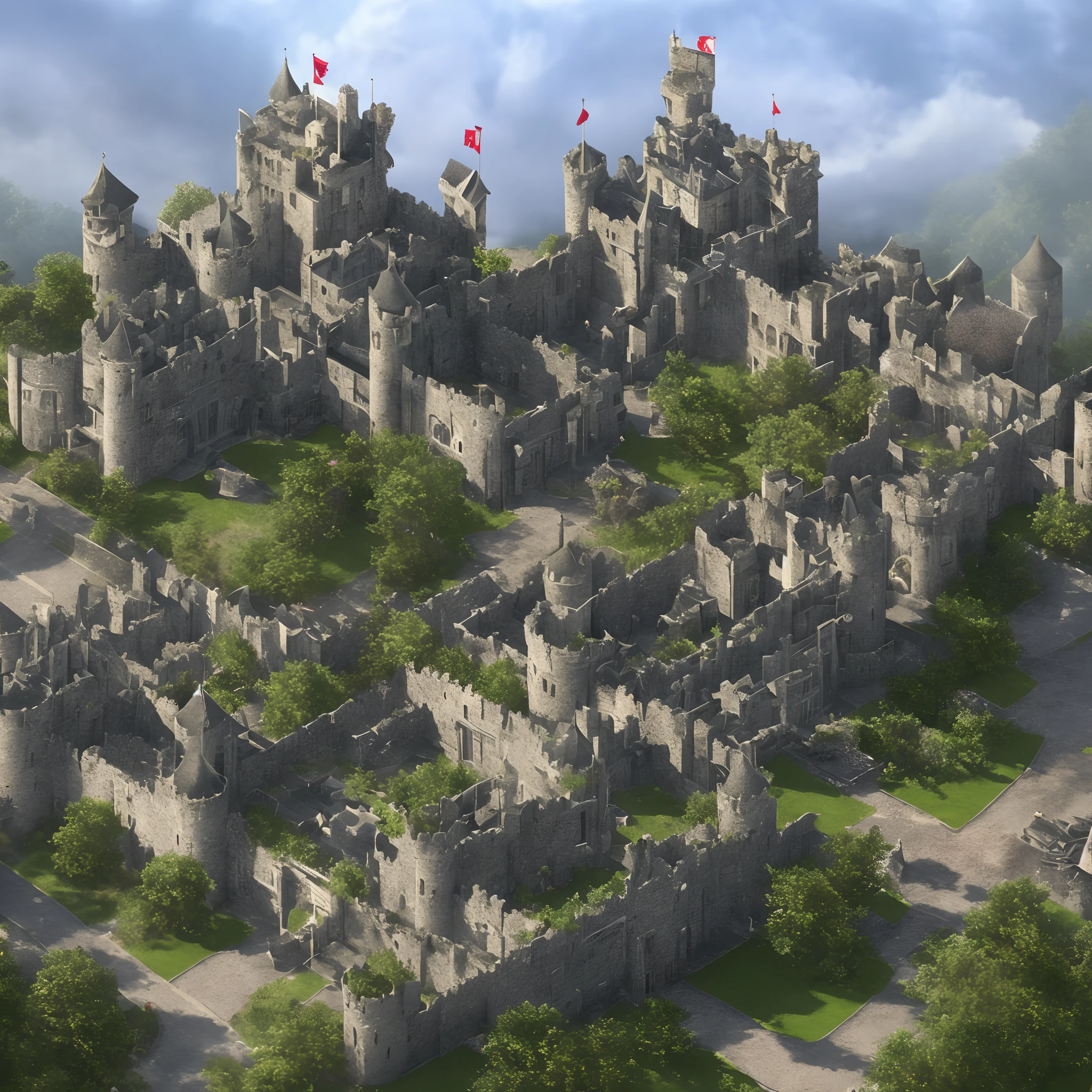 Background image of the castle like something out of an RPG。Perspective