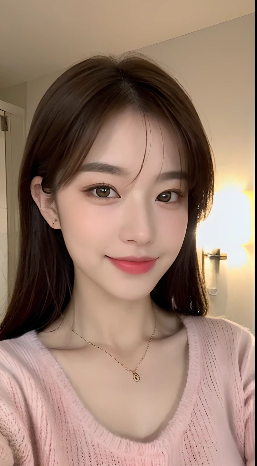 pieces fly, highest quality, shape, Super detailed, finely, High resolution, 8k wallpaper, 完璧なダイナミックな構shape, beautiful and detailed eyes, long sleeve off shoulder,medium hair,small breasts,natural color lip, bold sexy pose,smile,latest office、20 year old girl、cute、sexy shot looking at camera,perfect and beautiful face and fingers,Take a close-up photo of your face,Take only the face