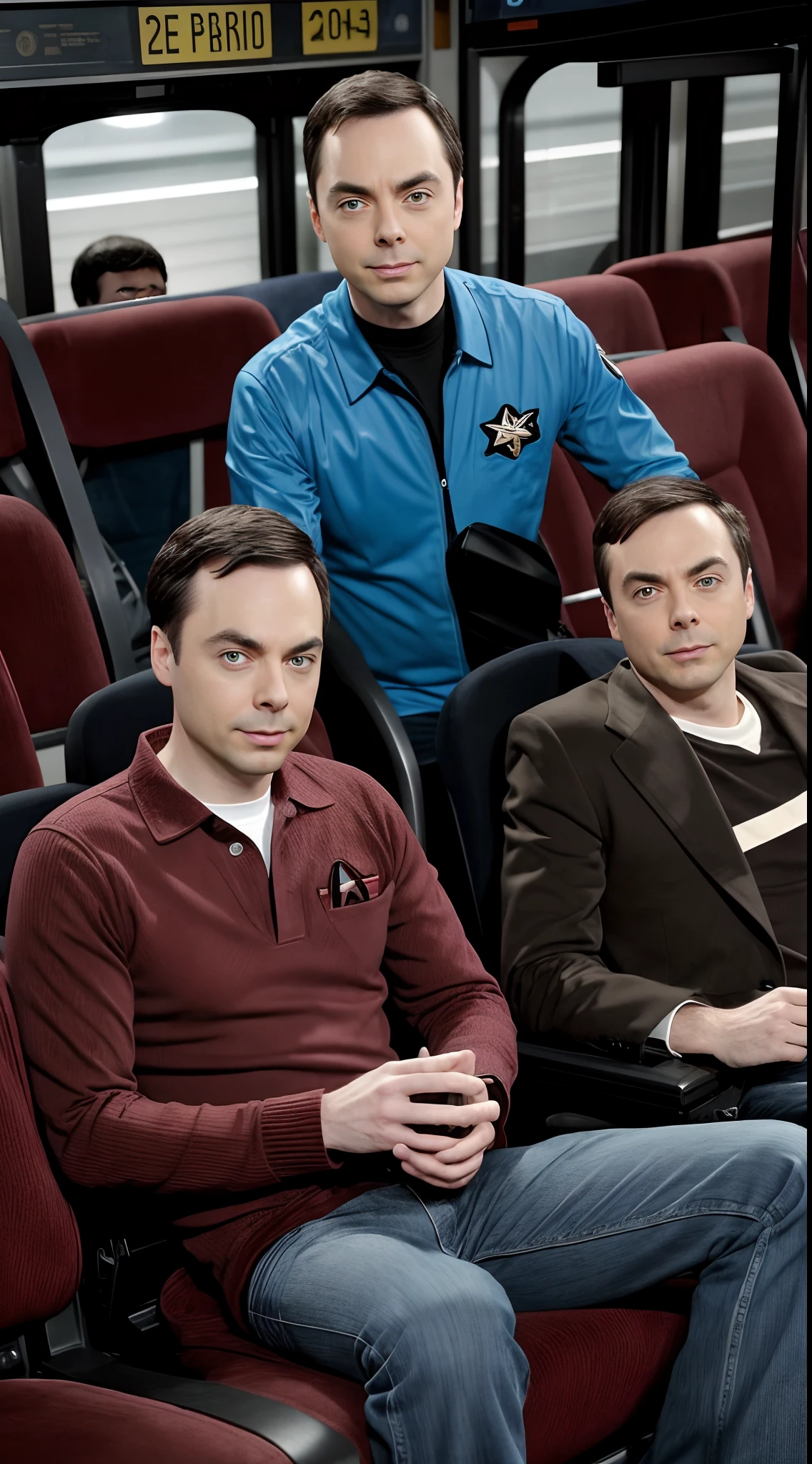 Jim Parsons(Jim Parsons),Born on March 24, 1973 in Houston, Texas, USA,American film and television actor。In 2008,The Big Bang Theory,Sheldon Lee Cooper,(Sheldon Lee Cooper),Thank you(Sheldor)/Jerry(Shelly),31 years old,Sitting on the bus,Everywhere he is,