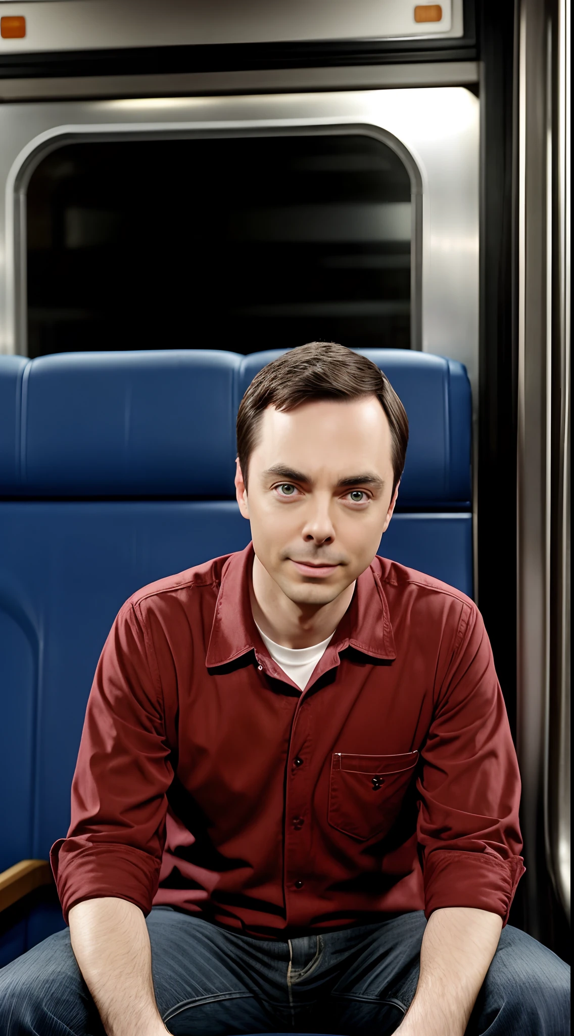 Jim Parsons(Jim Parsons),Born on March 24, 1973 in Houston, Texas, USA,American film and television actor。In 2008,The Big Bang Theory,Sheldon Lee Cooper,(Sheldon Lee Cooper),Thank you(Sheldor)/Jerry(Shelly),31 years old,Sitting on the bus,Everywhere he is,