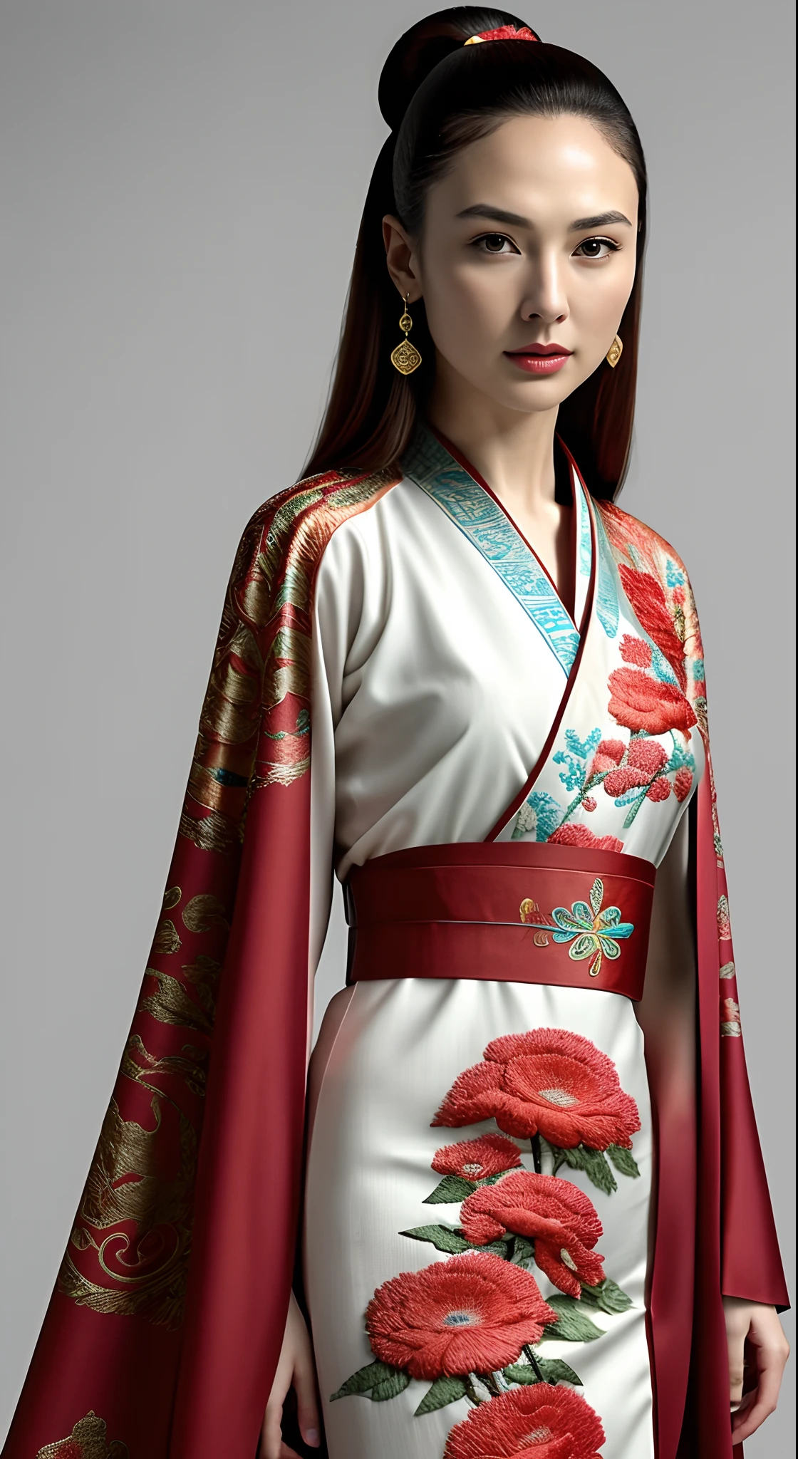 Gal Gadot,   Perfect eyes, Beautiful face，pale brown hair, short detailed hair, bobo head, side parted hair,Background of details，Break ,exquisite costumes(Luxury kimono(red kimono(Detailed Embroidery)),Break,Wallpapers 16K,(masutepiece:1.5), (Best quality:1.5),Carrying a bowl of food, Inspired by Cao Zhibai, Inspired by Fenghua Zhong, inspired by Dong Yuan, inspired by Cao Buxing, Inspired by Feng Zhu, Guviz-style artwork, inspired by Chen Hong, inspired by Zhao Mengfu, Beautiful character painting, inspired by Xu Wei，Gal Gadot,   Perfect eyes, Beautiful face，pale brown hair, short detailed hair, bobo head, side parted hair,