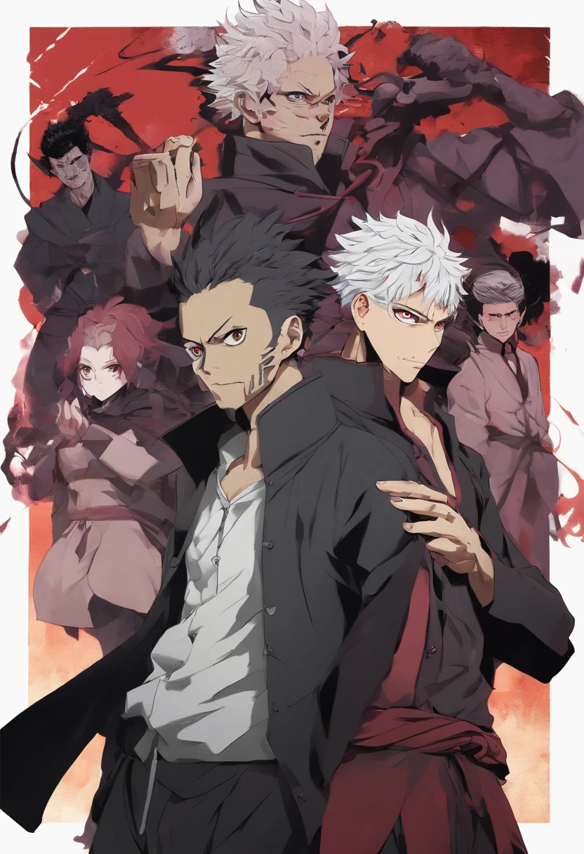 um homem com cabelo longo preto, ((olhos pretos)),barba , Calm expression, boca fechada, com um manto branco uma capa rosa, samurai animes style, Akiyuki Shinbou, Ichigo Kurosaki, Shikanosuke Yagaki, Melhor Design de Personagens de Anime, estilo anime, personagem de anime, Estilo de Eiichiro Oda, bleach manga style, Estilo Samurai, cinematic lighthing, Epic composition, rosto detalhado, olhos detalhados, extremamente detalhado.