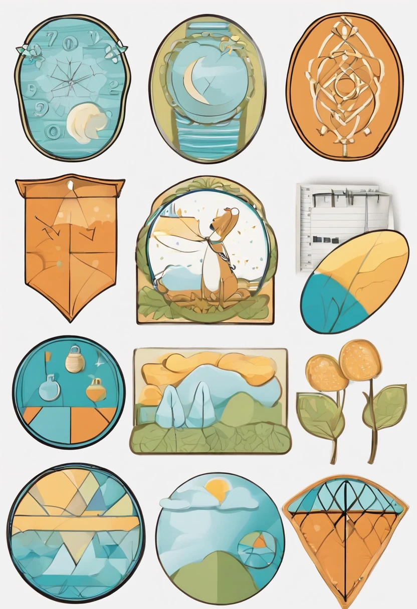 Please generate a badge,This badge is a math badge for elementary school students,The color is bright,with clean lines,Hand drawn style for children,There should be an element of mathematics,Mathematical graphics or symbols are represented on the badge,Round badge