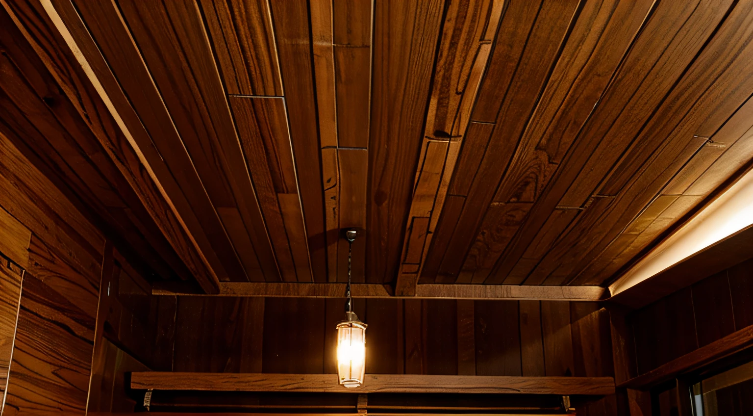 Wood-grain ceiling、murky、No light