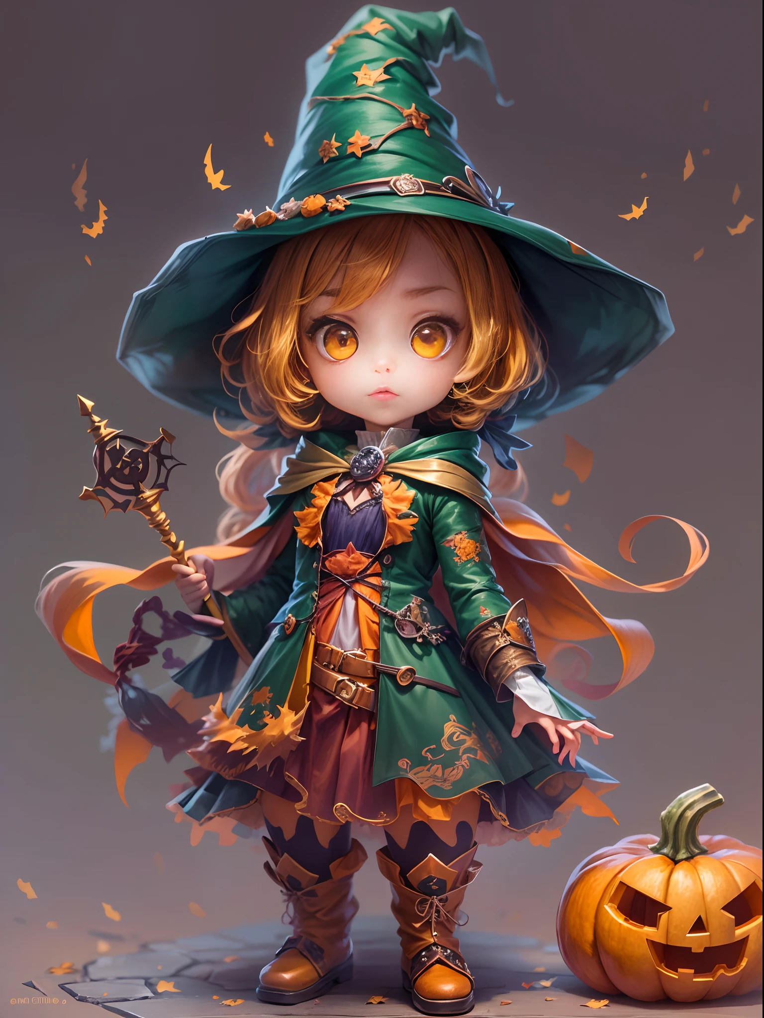 (tmasterpiece),（ultra - detailed：1.3），best qualtiy，（glittery:1.2），（Fantasy Halloween world:1.4），(Van Gogh-style Halloween: 1.5),（Remaining months），(((Delicious sweets，Cute girl wizard，Pumpkin monsters，mummy，super heroes, and other Halloween decorations))), Fantasy world, Cute cartoon design style, the night，Skysky，Zangetsu，vibrant with colors，brightly，1.4x realism，hyper HD，It is displayed in this beautiful scene，（The is very detailed，reasonable design，Clear lines，High- sharpness，tmasterpiece，offcial art，movie light effect，8K）, DruidMagicAI, m0nstrcrz