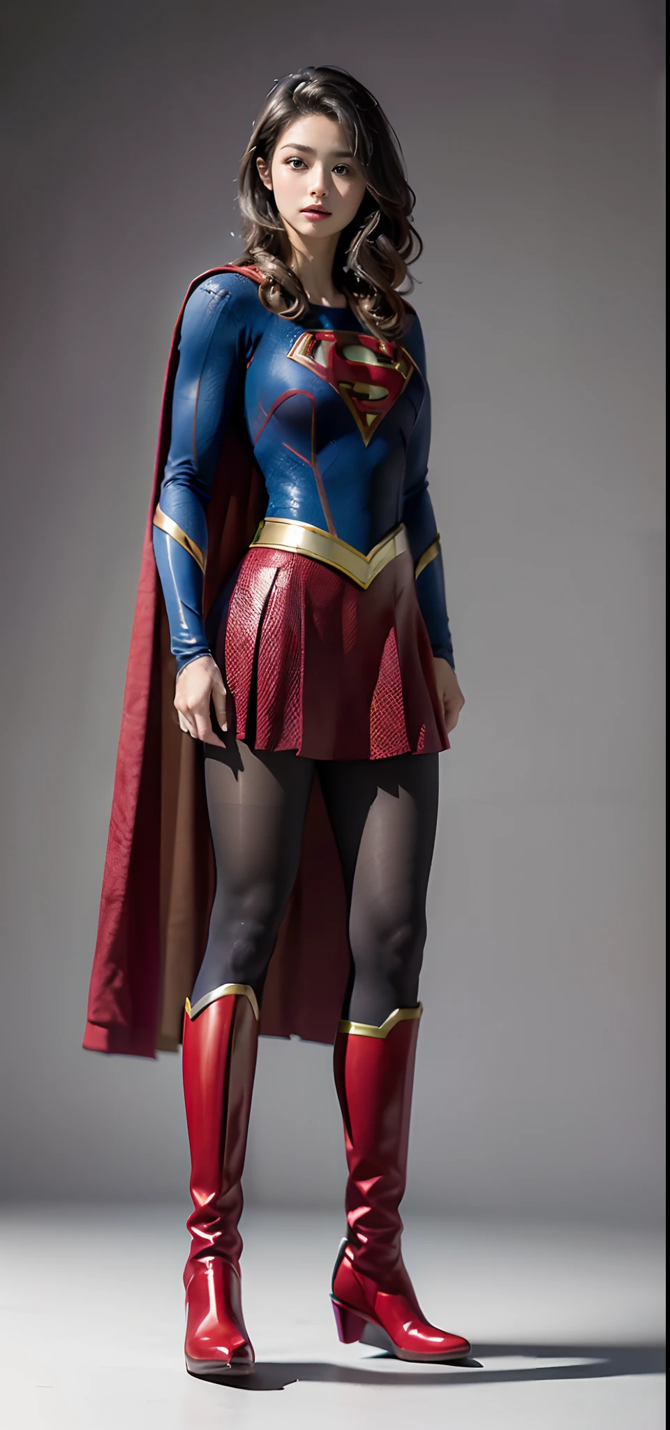 Beautiful girl fighting、japanes、Cute Beautiful Girl、(((Wear black tights on your beautiful legs.)))、(((beauty legs)))、(((Painful look)))、((((Make the most of the original image)))、(((Supergirl Costume)))、(((Beautiful hair with short cuts)))、(((Injured)))、(((Feet must necessarily be worn with black tights)))、(((You need to wear red boots)))、((Top image quality、8K))、((top-quality、8K、​masterpiece:1.3))、(((Keep your background simple)))、Crisp focus:1.2、Beautiful woman with perfect body shape:1.4、Slender Abs:1.2、a wet body:1.5、Highly detailed facial and skin texture、8K、Keep your background simple