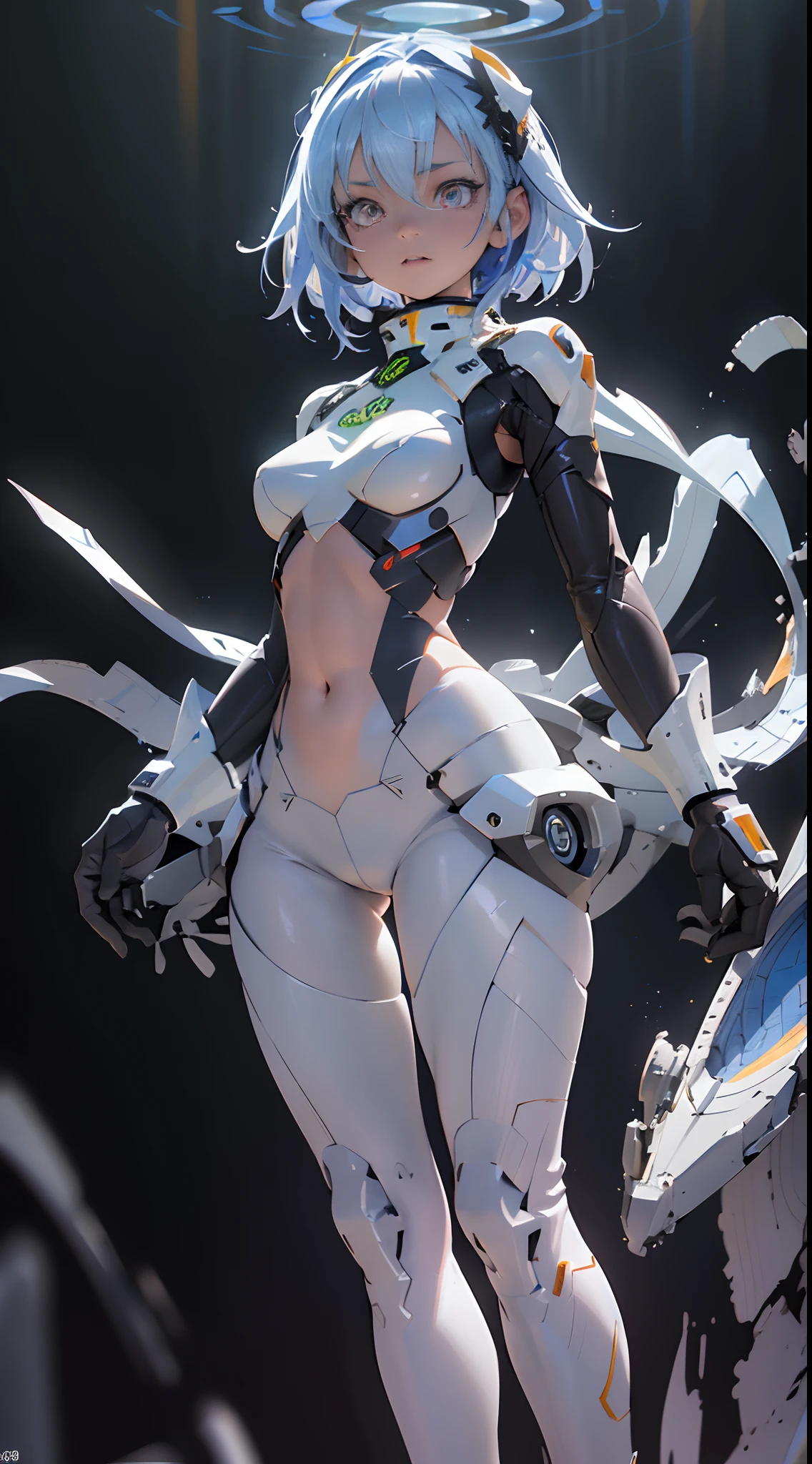 ((top-quality)), ((masterpiece)), (detaileds: 1.4), (absurderes), Fair-skinned teenage girl, nudde、small tits、teats, Glossy skin, White Star and Blue Arm, nakeness, Navel、Colored hair, arm tatoo, cybernetic hands, pastels, Align Center, scale to suit the dimensions, nffsw(HighDynamicRange)、Ray traching、NVIDIA RTX、Hyper-Resolution、Unreal 5、Subsurface Dispersion、PBR Textures、 post processed, Anisotropy Filtering, depth of fields, Maximum clarity and sharpness, Multilayer Texture, Albedo and specular maps, Surface Shading, Accurate simulation of light material interactions, perfectly proportions, Octane Rendering, Two-tone lighting, Wide aperture, Low ISO, White Balance, thirds rule, 8K Raw, Crysisnanosuit