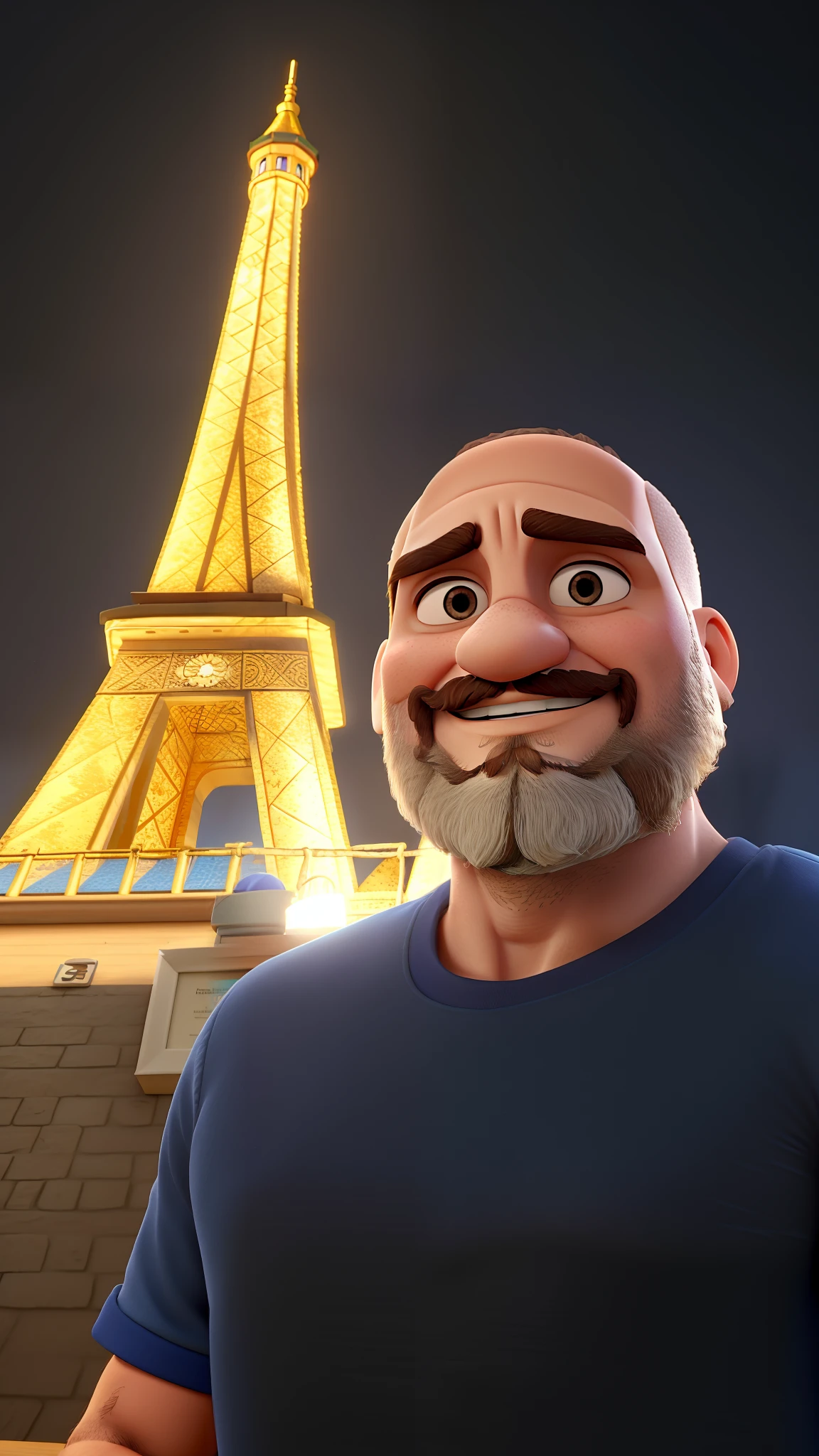 Um homem careca e barba por fazer, estilo disney pixar, alta qualidade, melhor qualidade