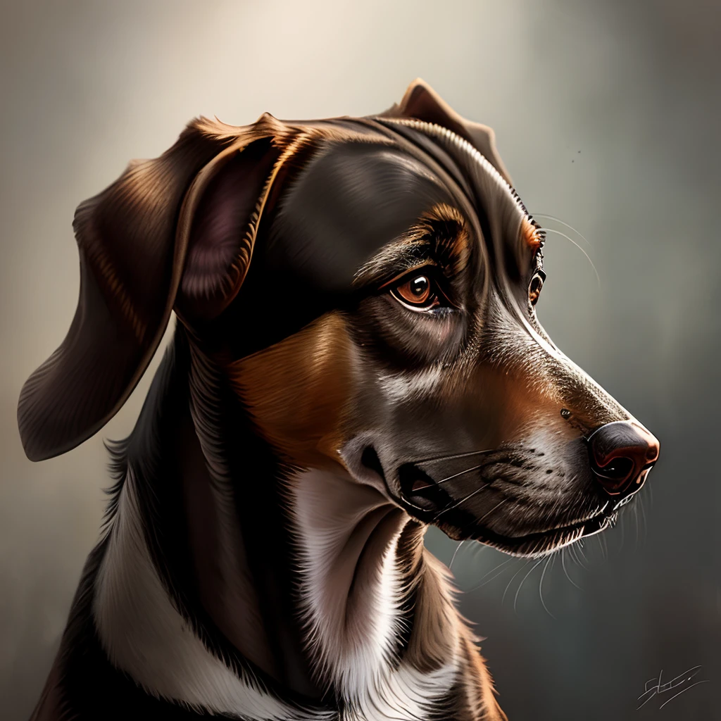 Plott hound portrait with black and brown brindle coat