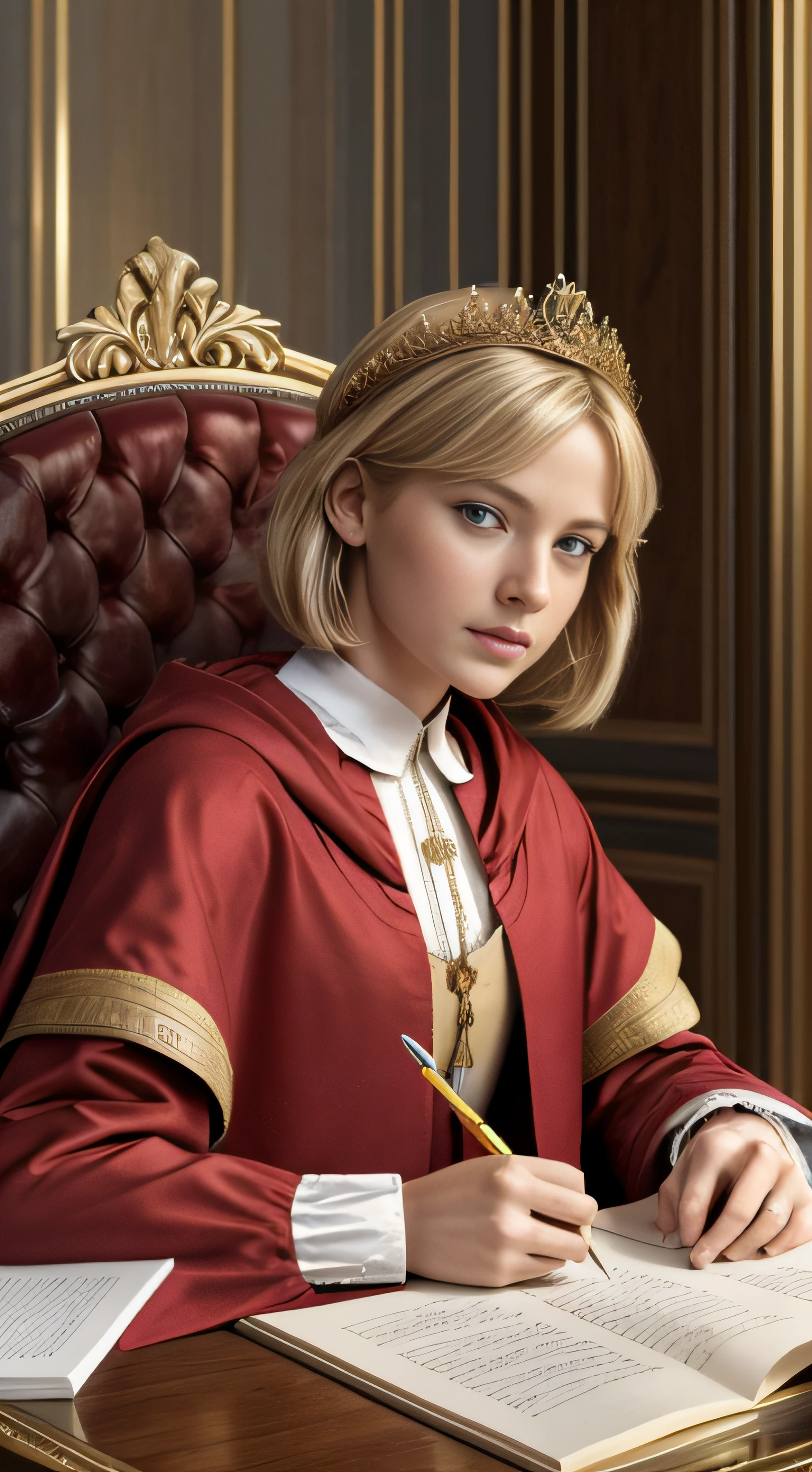 imagem de uma Russian blonde girl , sentados em um trono, arte chave, promocional ainda, Arte da sede, the temple of truth is white, vestindo terno branco futurista, arte promocional, hq 4k papel de parede, um humano todo branco, imagem promocional do filme, 2 0 1 5, 2015, filme promocional ainda, Trindade, retrato vfx altamente detalhado de