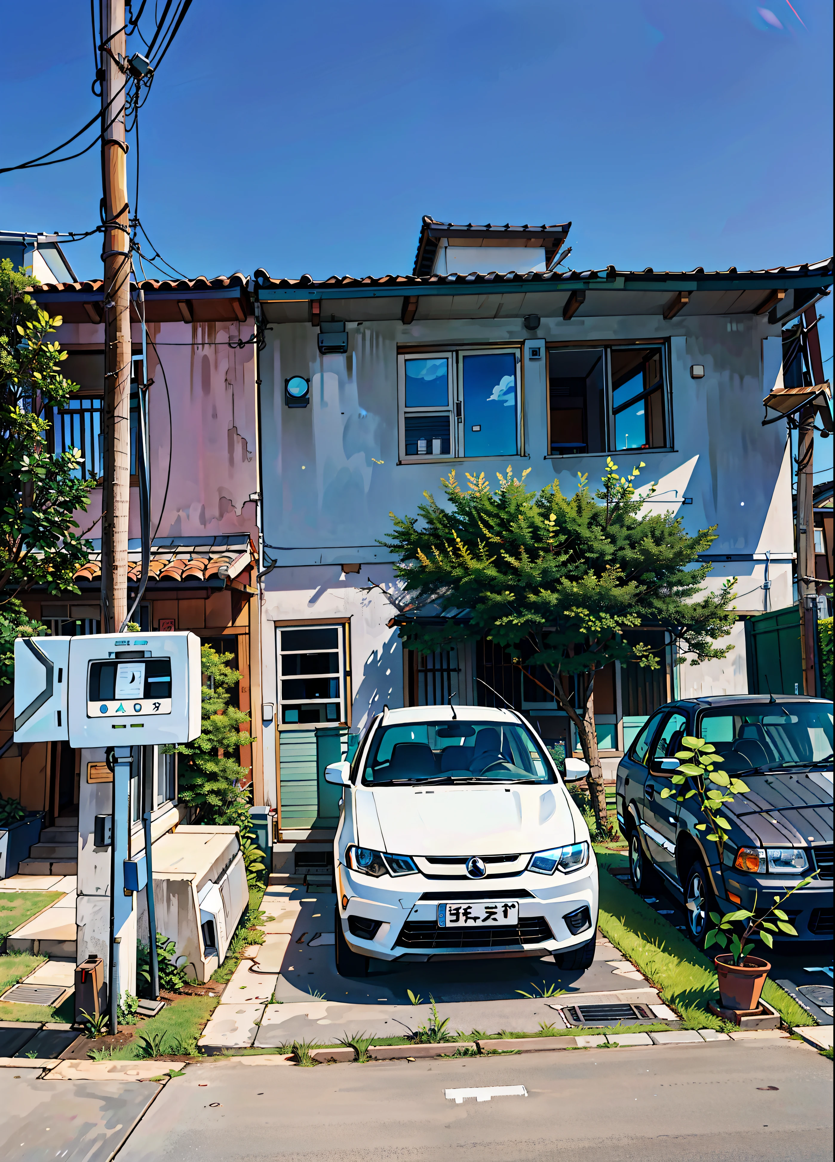 (best-quality:0.8), (best-quality:0.8), (((no humans))), broken introspective perfect anime illustration, front view, a house with a small letter box in front