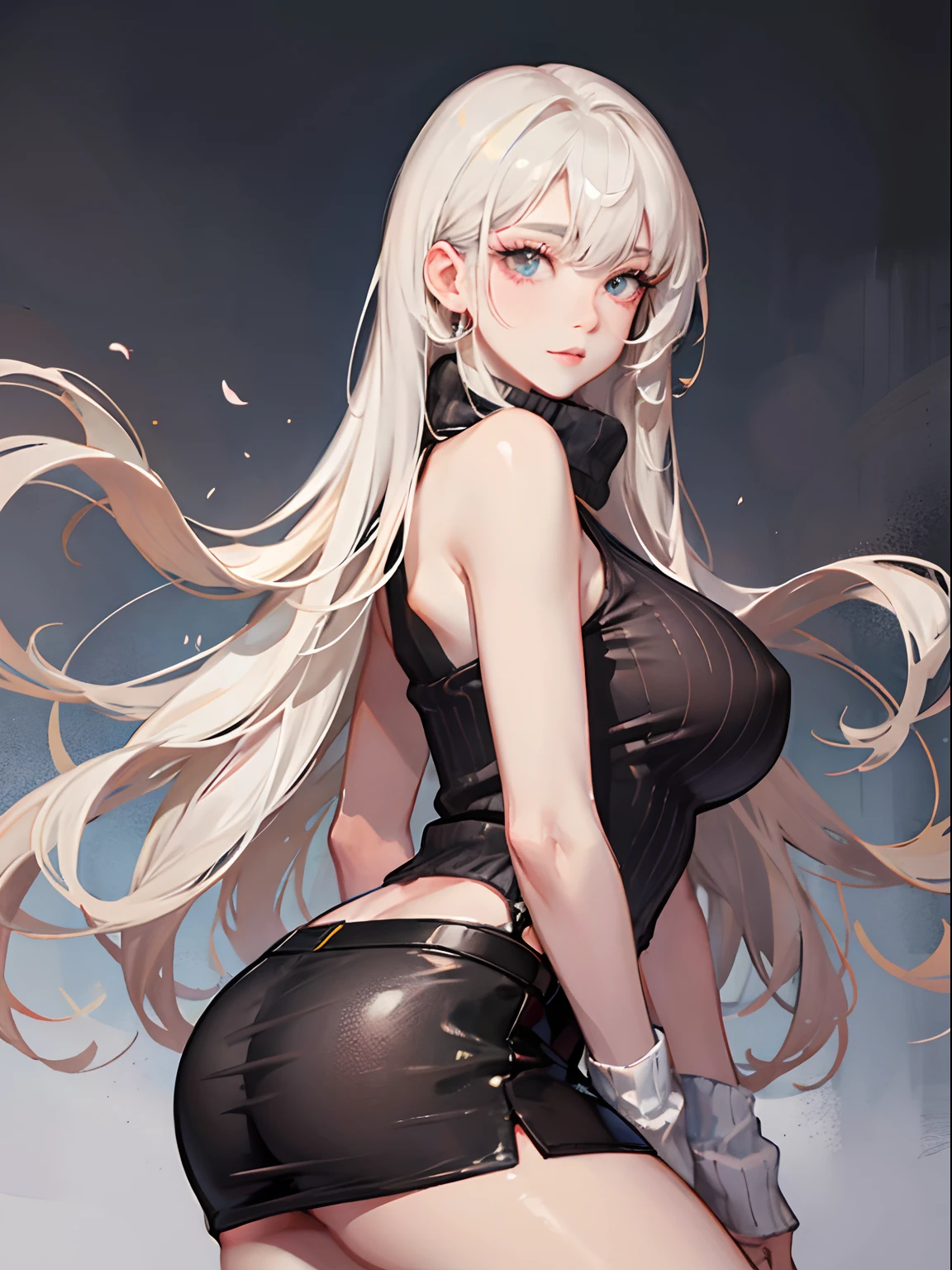 top-quality、Realistic、bule、High school students、Sweaters、Clothes that fit the body、Super huge、big eye、long lashes、Long upper eyelashes、voluminous eyelashes、Platinum Blonde Hair、Voluminous long hair、cute little、Extraordinary beauty、shining white skin、thighs thighs thighs thighs、submissive look、Flushed cheeks
、thin-waist、Big ass、Not wearing pants、Very short skirt、high-detail、Sleeveless、sticking out the buttocks