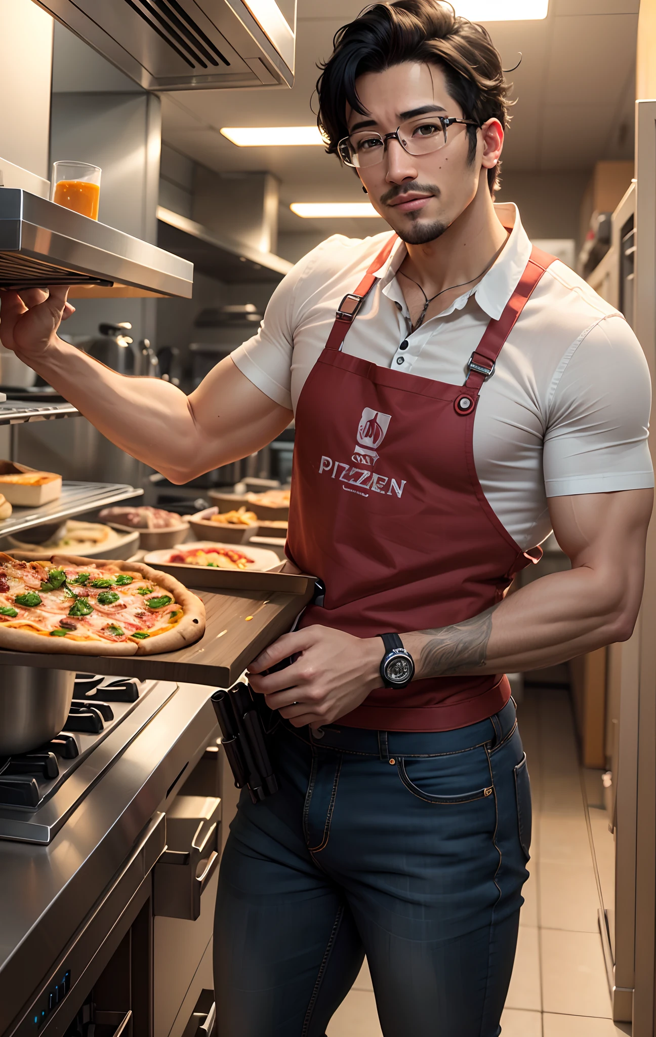 Markiplier holding spirngtrap st gunpoint in a pizzaria kitchen
