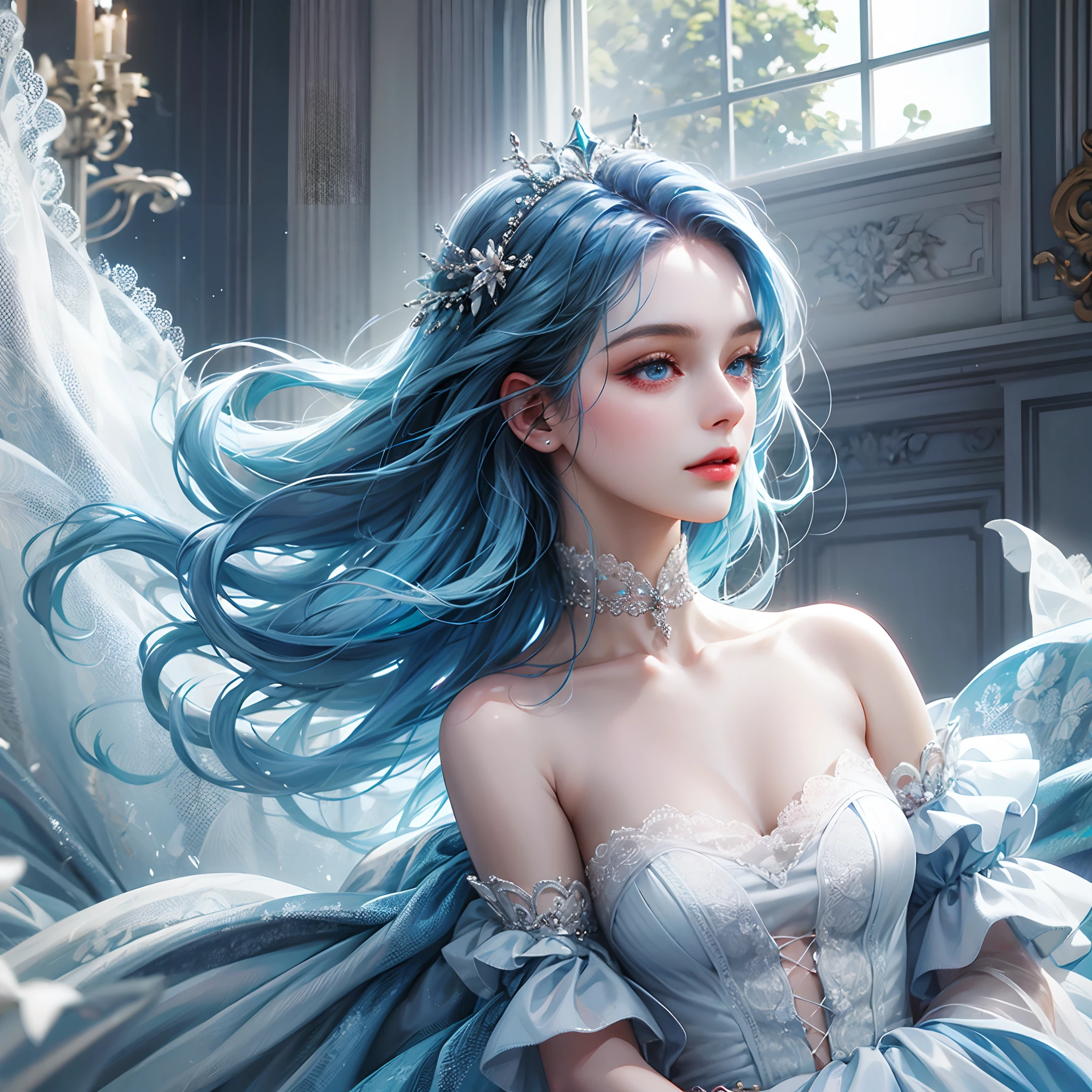 There is a woman with blue hair, Gu Weiss style art, Gu Weiss, Beautiful character painting, Gu Weiss in ArtStation Pixiv, Gu Weiss in Pixiv ArtStation, Stunning anime face portraits, Beautiful digital art, wlop rossdraws, Gu Weiss Masterpiece, Detailed digital anime art  