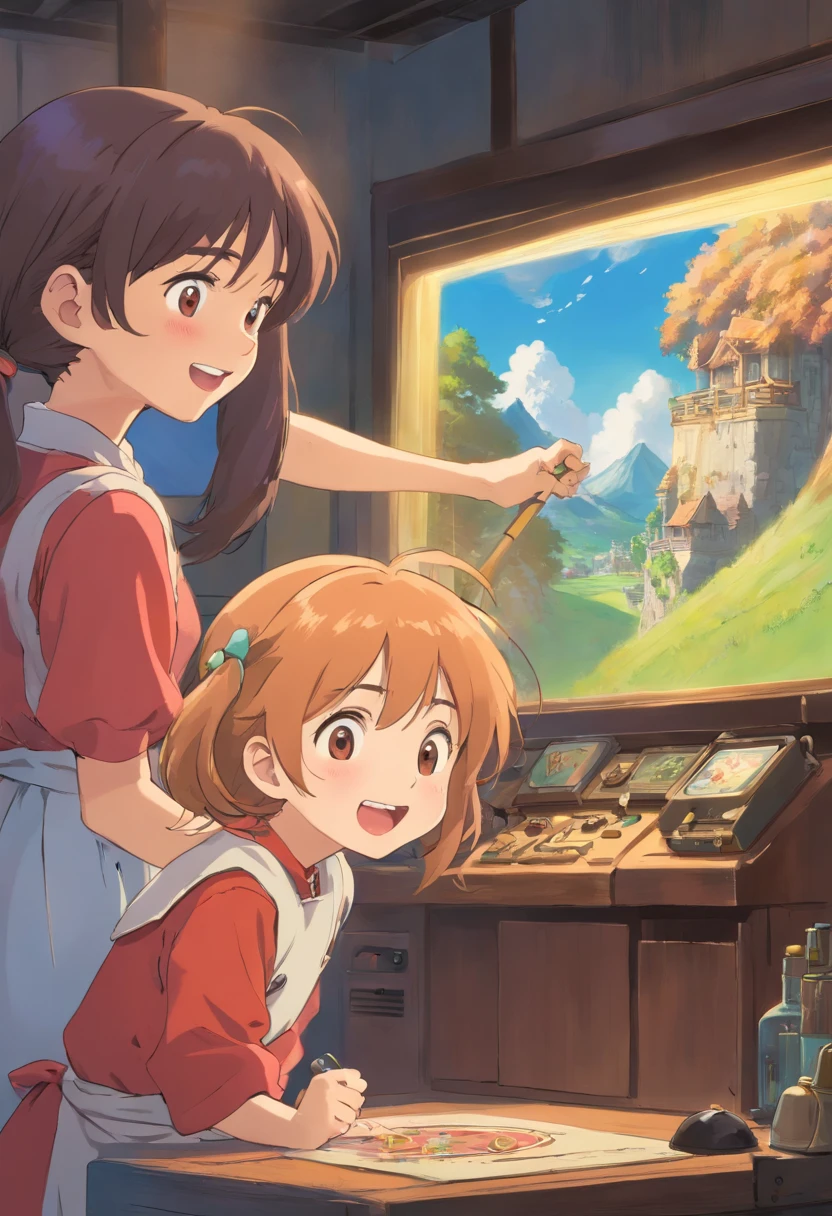 female pervert,Children,adolable,big laughter,Hold in front of the screen