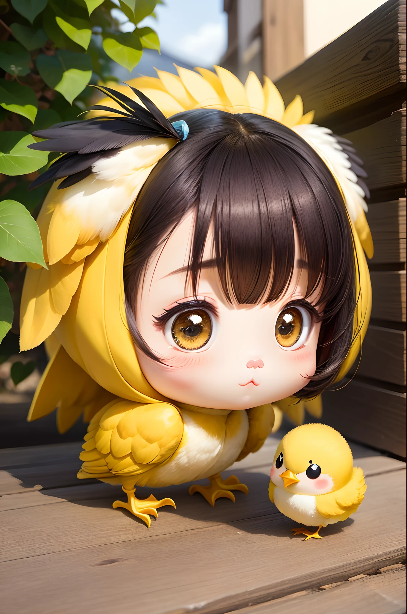 Chibichara、Chibi Chick、kawaii、Yellow fluffy feathers