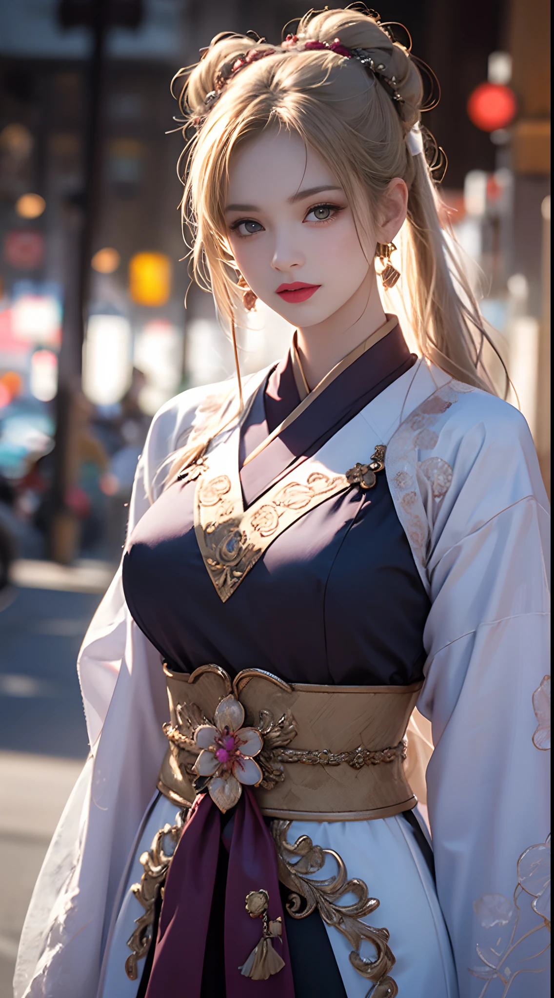 masterpiece,best quality,photorealistic,8K,RAW photo,ultra highres,extremely detailed eyes and face,extremely detailed,absurdres,Professional,1girl,slender,skinny,small breasts,((((melt)))),(((((black and white melt))))),(((wear Black and white Taoist robes))),((((gold and silver lace)))),(((gold and silver lace lace))),(((flowing ((red)) and white background))),extremely detailed gorgeous tiara,stars in the eyes, messy floating hair, colored inner hair, Starry sky adorns hair, (lots of big colorful Bubble), (pearl), (Galaxy), depth of field,1 girl, solo, long sexy legs, wind, show skin, glossy skin, cleavage , intricate details, naughty, slutty, perfect hands, detailed hands, perfect eyes, detailed eyes, (gyaru:1.5), (dynamic pose:0.8), (medium blonde Nadia:1.3), realistic, HDR, UHD, soft focus, wrapped in soft light, nsfw