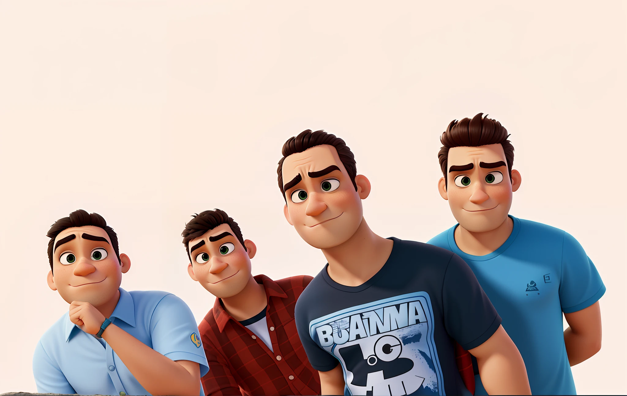 uma banda de quatro integrantes, All serious. todos no estilo pixar, alta qualidade melhor qualidade.