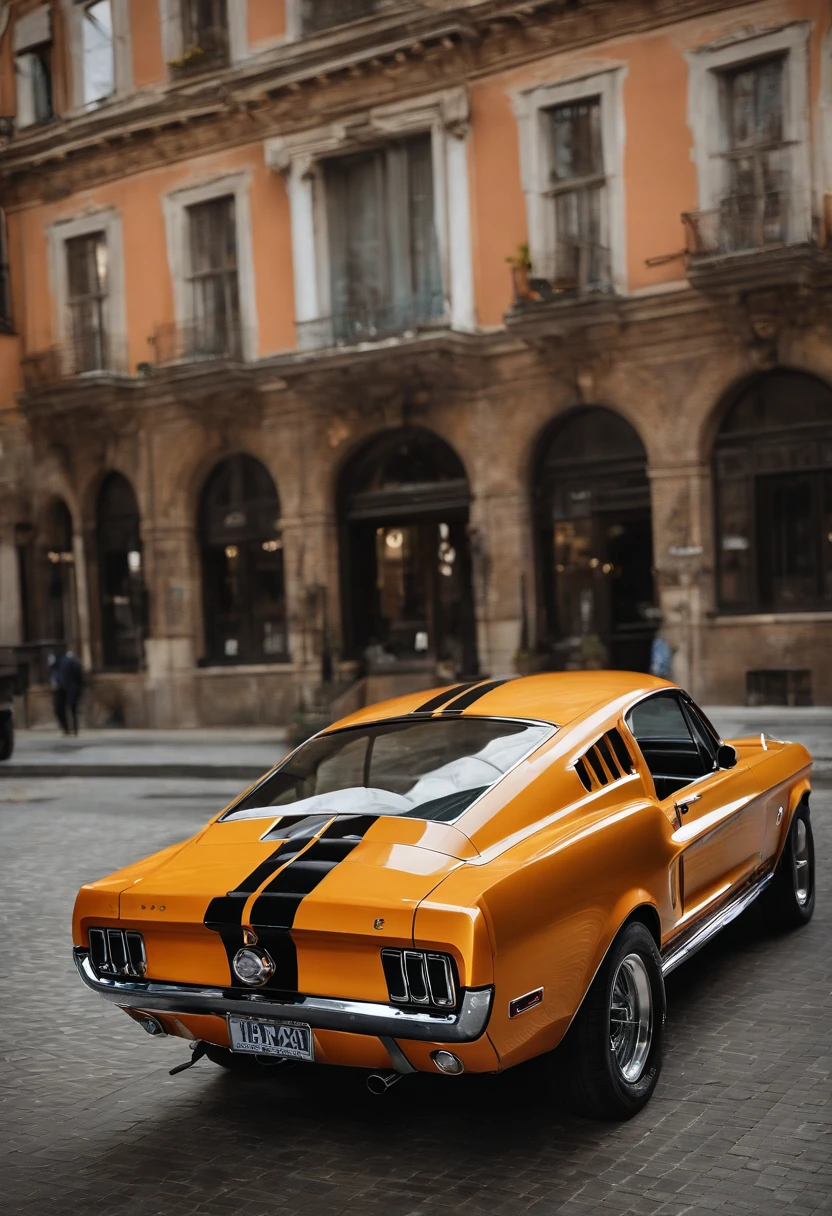 Um Ford Mustang。(master part, Qualidade Superior, melhor qualidade, arte oficial, Beautiful and Aesthetic:1.2), (1 cinta:1.3), extremamente detalhado,(Arte Fractal:1.1),(colorido:1.1)(flor:1.3),Detalhes mais altos,(Zentangle:1.2), (dynamic pose), (Fundos abstratos:1.3), , (muitas cores:1.4