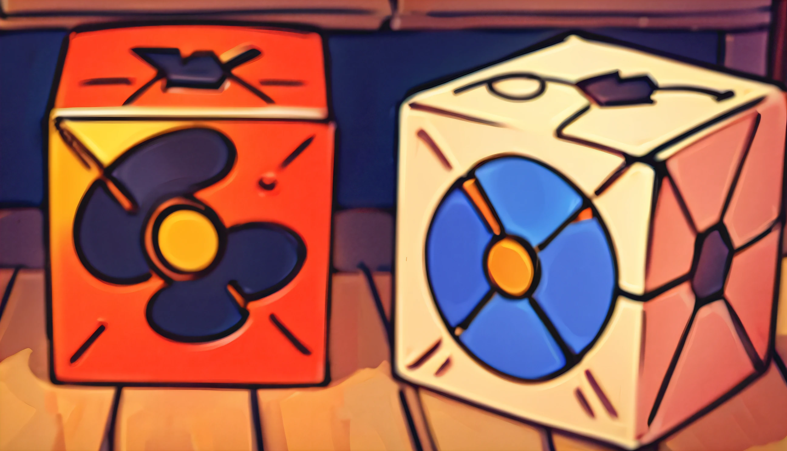 Help me generate a Rubik's Cube fan that is a cube like a Rubik's Cube,Don't have a quest to show up,Be creative