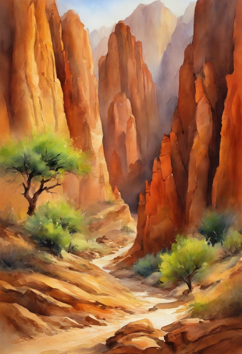 Zhangye Danxia landform scene painting,The style is flat color insert