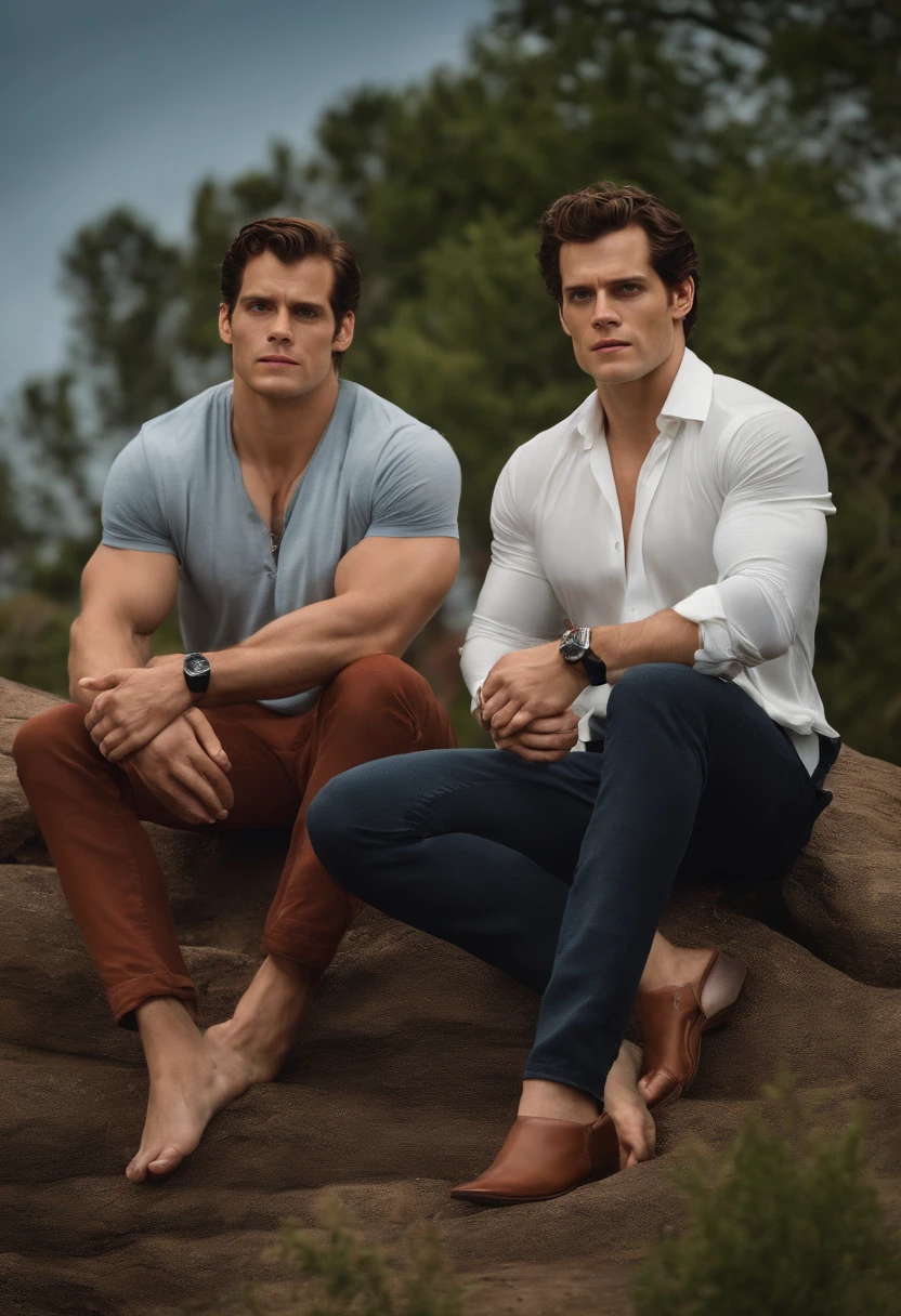 Very detailed 8 hd quality Henry Cavill and Tom holland accurate high quality showing off feet