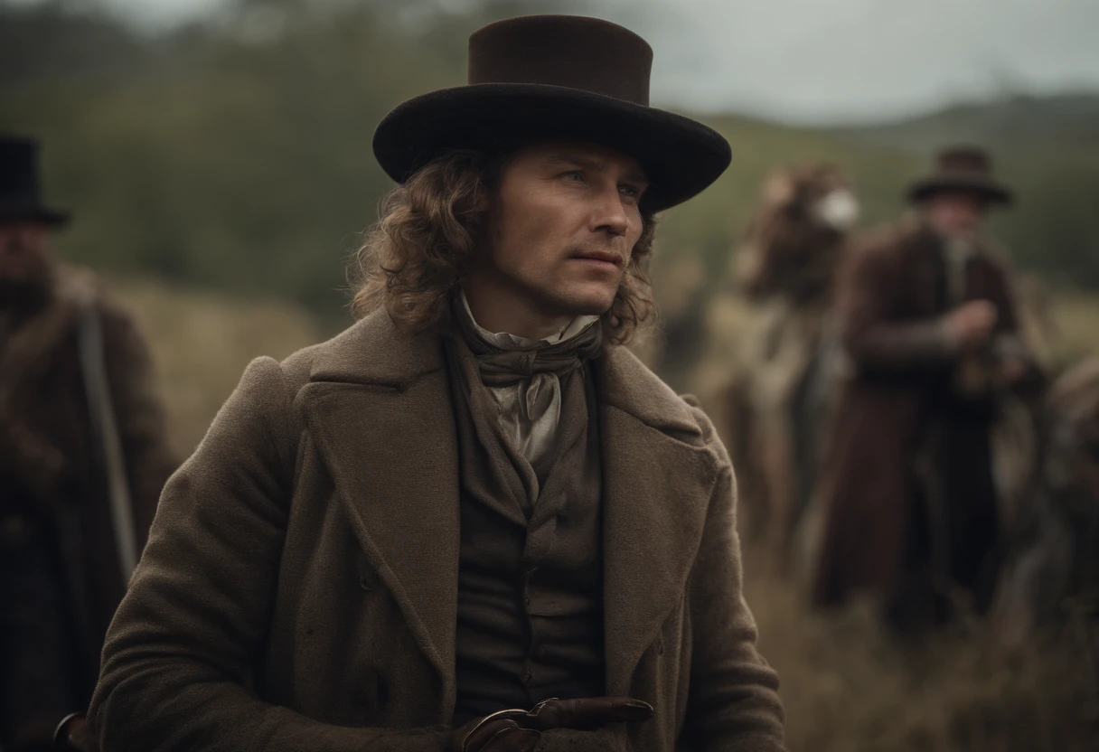Illustrate people in period clothing experiencing the devastating effects of the plague.