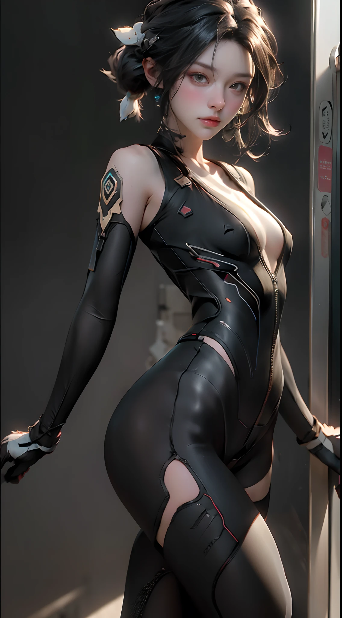 ((Best quality)), ((masterpiece)), (detailed:1.4), 3D, an image of a beautiful cyberpunk female,HDR (High Dynamic Range),Ray Tracing,NVIDIA RTX,Super-Resolution,Unreal 5,Subsurface scattering,PBR Texturing,Post-processing,Anisotropic Filtering,Depth-of-field,Maximum clarity and sharpness,Multi-layered textures,Albedo and Specular maps,Surface shading,Accurate simulation of light-material interaction,Perfect proportions,Octane Render,Two-tone lighting,Wide aperture,Low ISO,White balance,Rule of thirds,8K RAW,