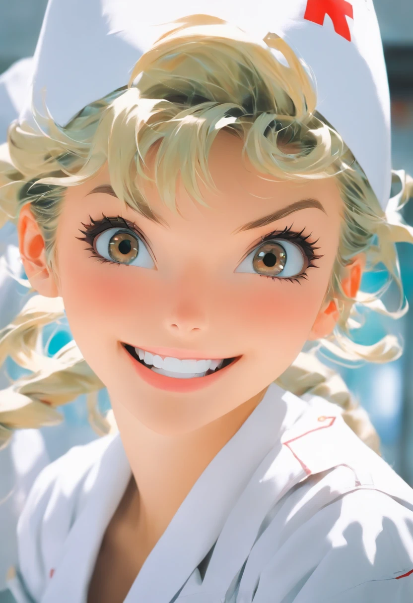 (xxmixgirl:1.2),One girl in a white nurse's uniform, lightsmile, Warren Sack 127mm F/4.7. Ektar