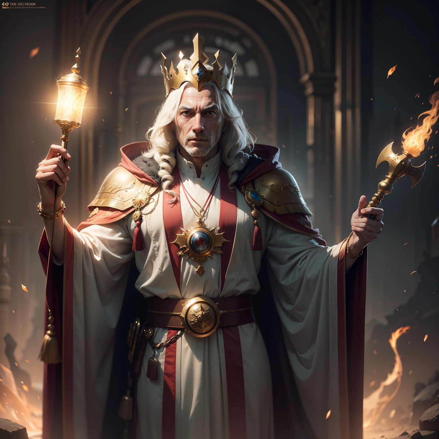 the emperor,Wearing a golden crown,Those who have the scepter,A robe woven with gold thread,Immortal Empire,epic sense,gold throne,karo,victorious,concept-art,fantasy, hyper HD, High quality Ultra HD, Studio quality, Ultra photo realsisim, max detail, massive scale, Post-processing, Photorealsitic, Photorealism,Ray traching, rendering by octane