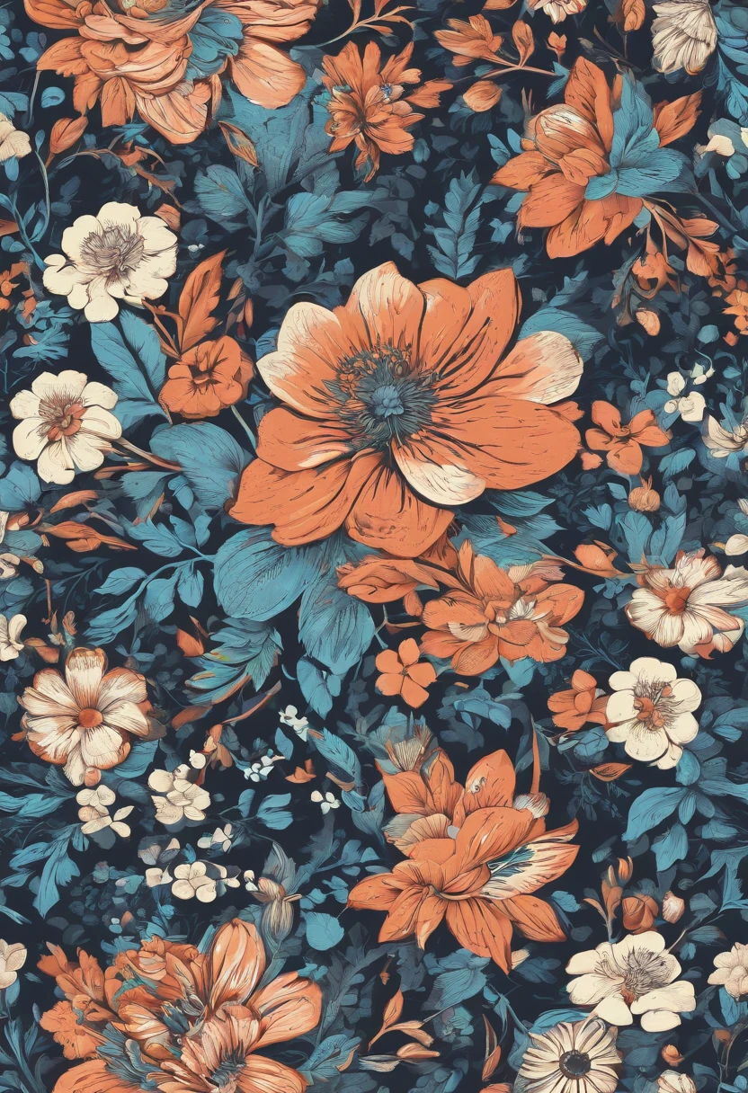Vintage floral print for shirt