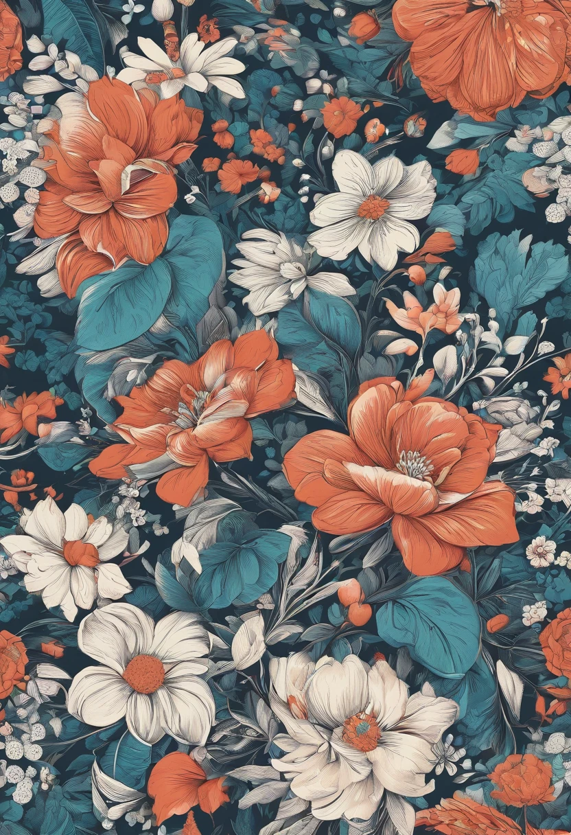 Vintage floral print for shirt
