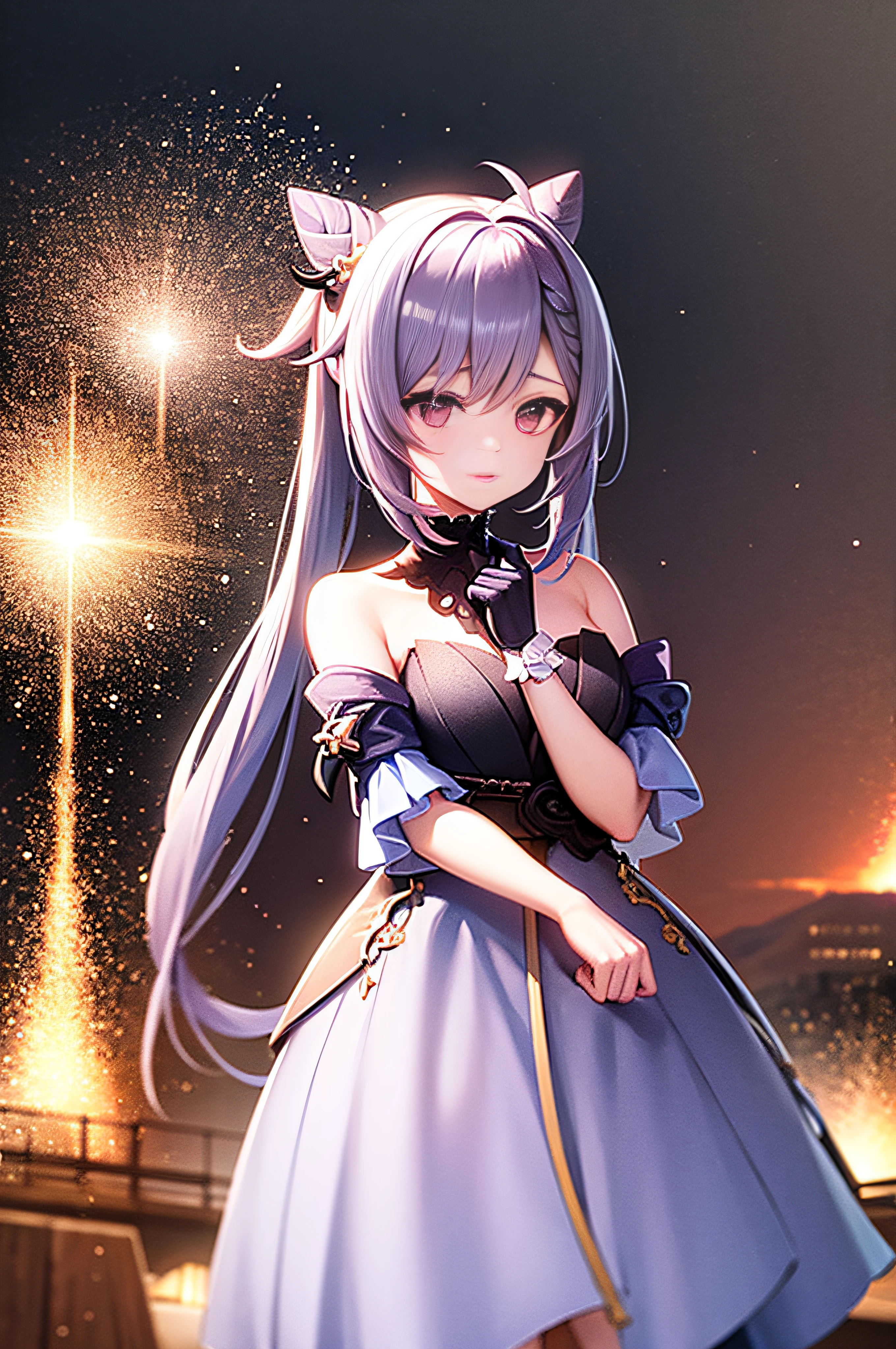 genshin impact,electro vision,lightining backgroung,sad background,mountain,rain