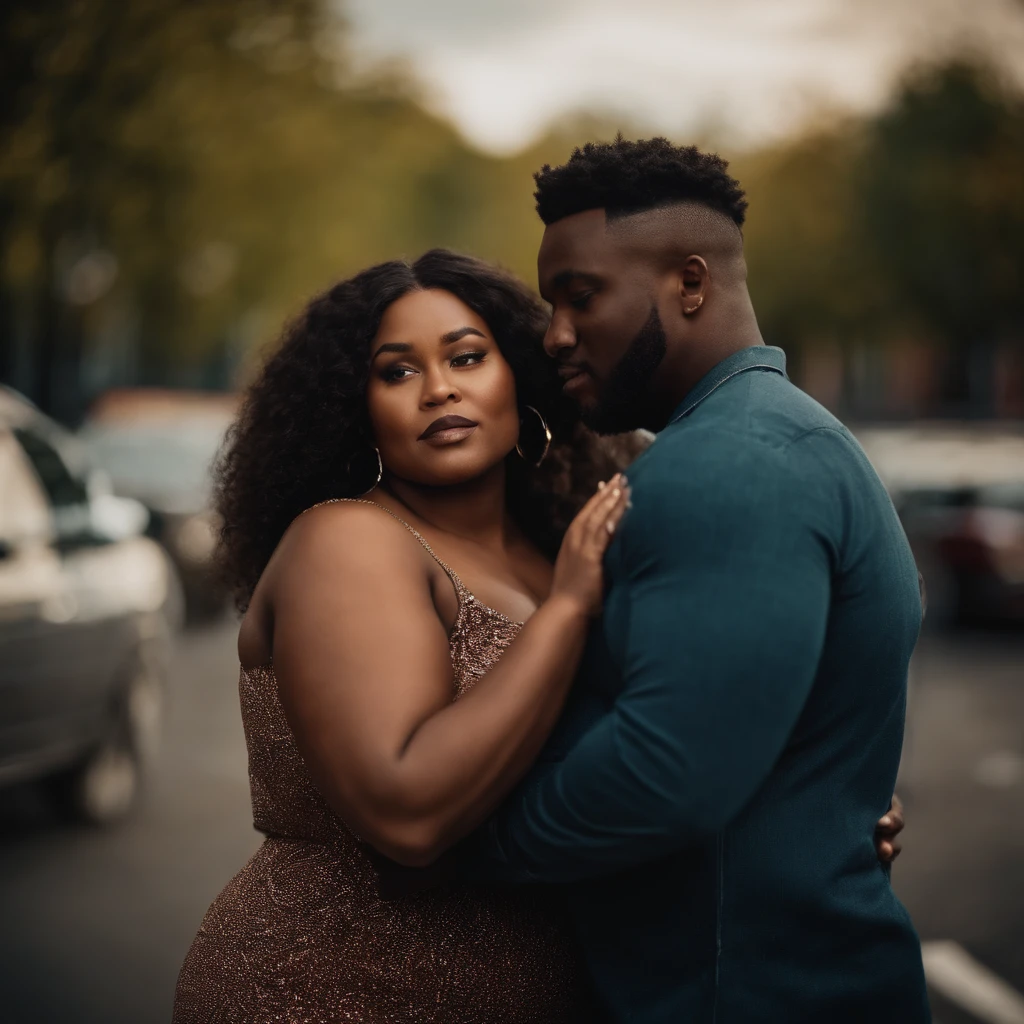 plus size melanin woman with boyfriend.