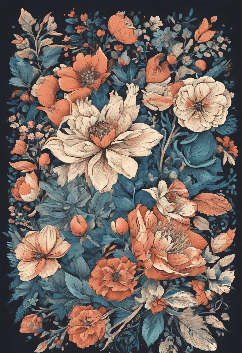 Vintage floral print for shirt