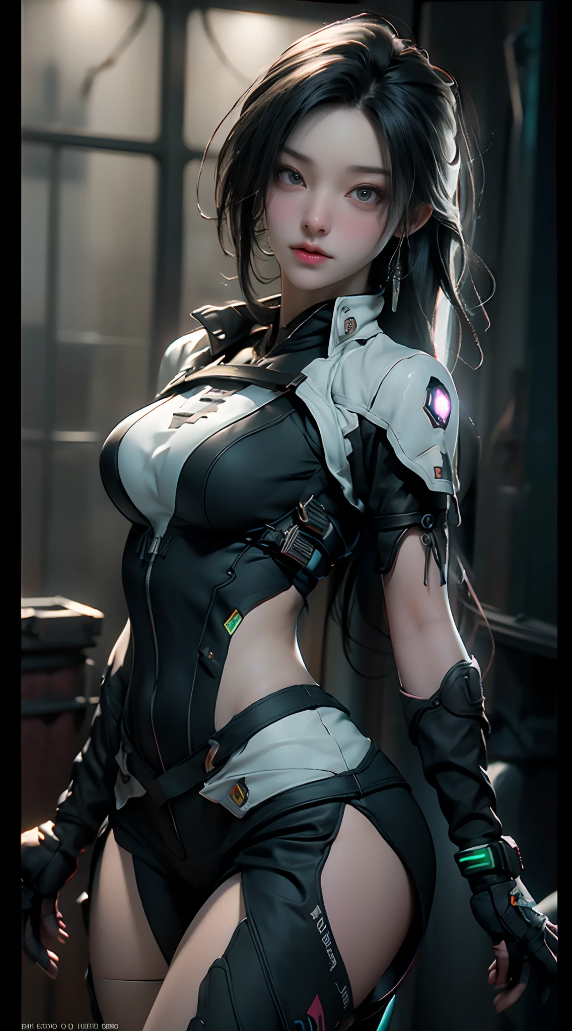 ((Best quality)), ((masterpiece)), (detailed:1.4), 3D, an image of a beautiful cyberpunk female,HDR (High Dynamic Range),Ray Tracing,NVIDIA RTX,Super-Resolution,Unreal 5,Subsurface scattering,PBR Texturing,Post-processing,Anisotropic Filtering,Depth-of-field,Maximum clarity and sharpness,Multi-layered textures,Albedo and Specular maps,Surface shading,Accurate simulation of light-material interaction,Perfect proportions,Octane Render,Two-tone lighting,Wide aperture,Low ISO,White balance,Rule of thirds,8K RAW,