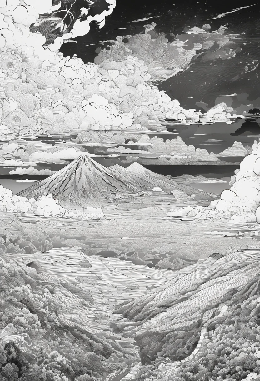 Desierto rocoso, blanco y negro, visto desde arriba