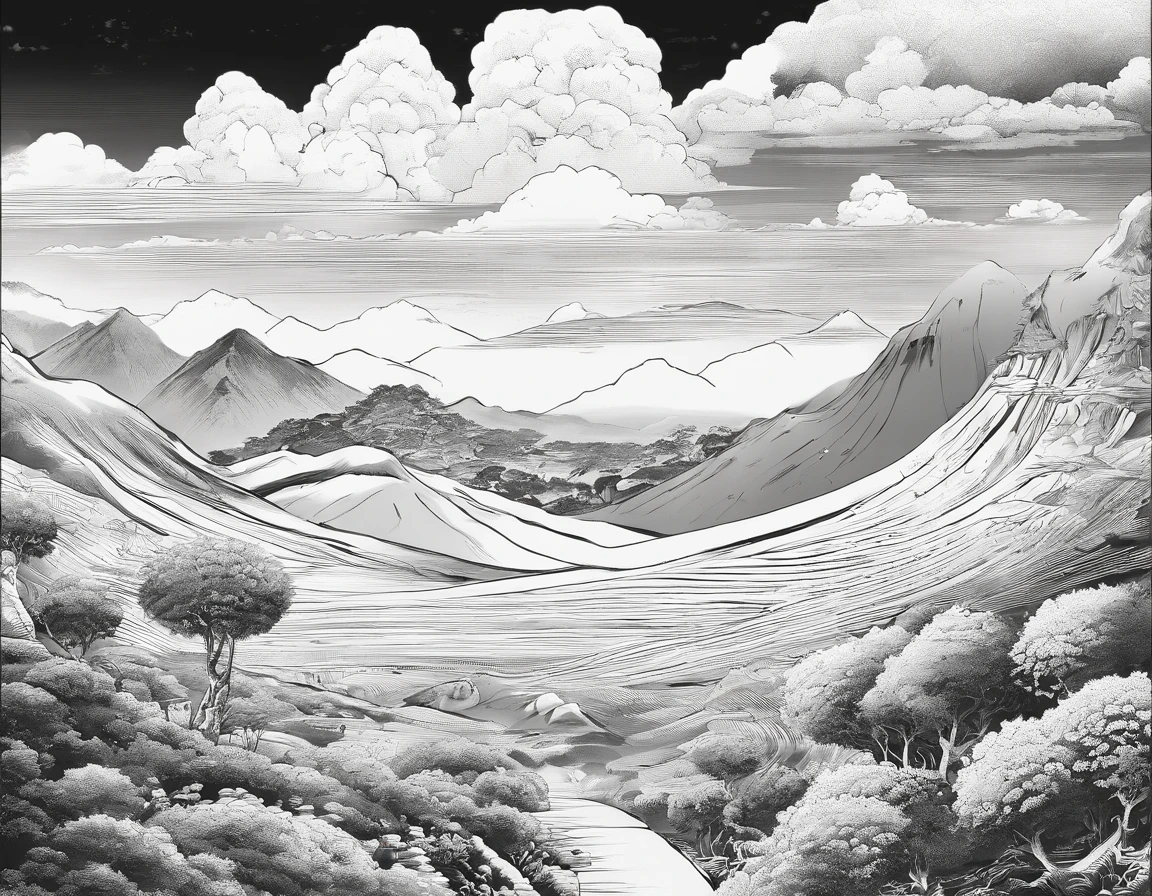 Desierto rocoso, blanco y negro, visto desde arriba