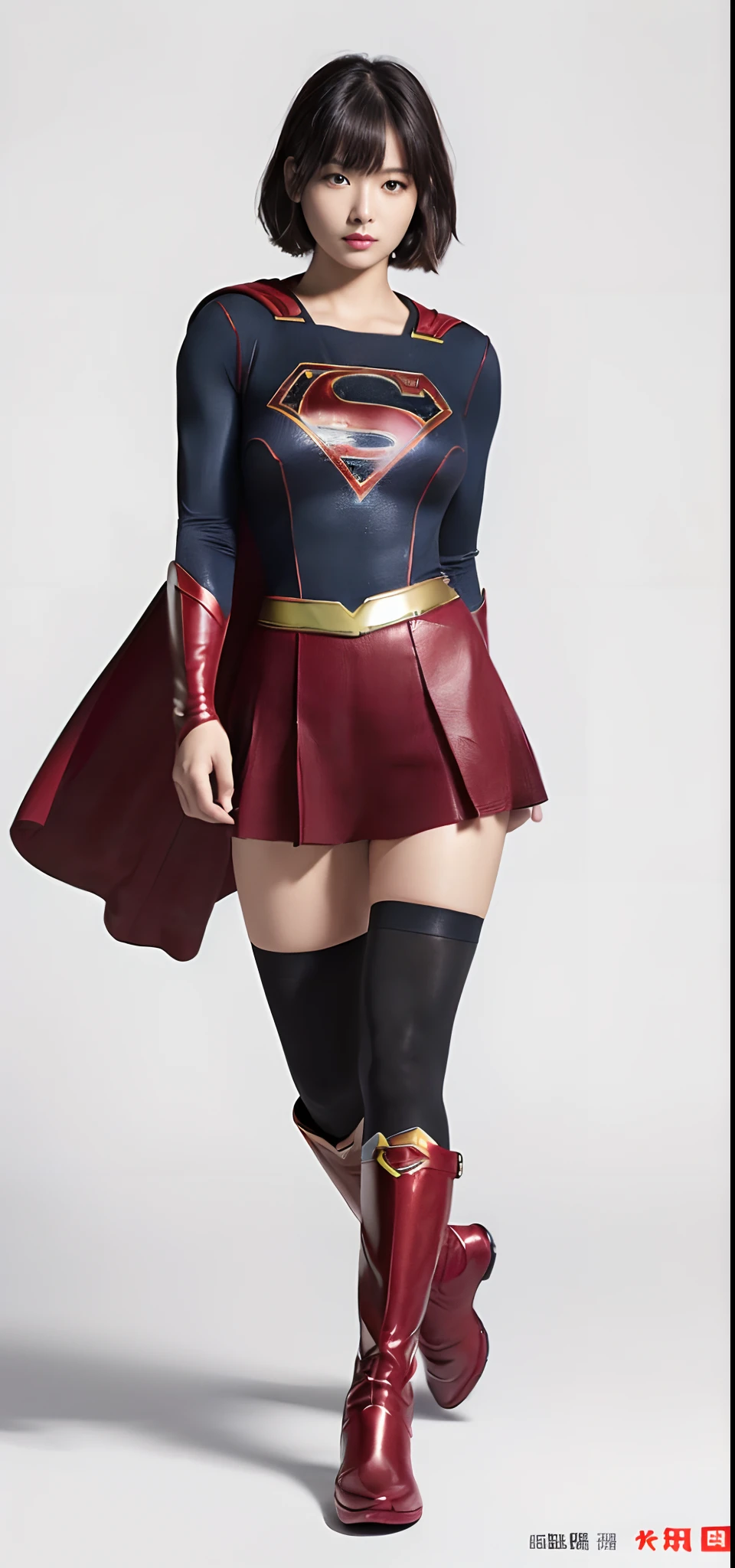 Beautiful girl fighting、japanes、Cute Beautiful Girl、(((Wear black tights on your beautiful legs.)))、(((beauty legs)))、(((Painful look)))、((((Make the most of the original image)))、(((Supergirl Costume)))、(((Beautiful hair with short cuts)))、(((Injured)))、(((Feet must necessarily be worn with black tights)))、(((You need to wear red boots)))、((Top image quality、8K))、((top-quality、8K、masterpiece:1.3))、(((Keep your background simple)))、Crisp focus:1.2、Beautiful woman with perfect body shape:1.4、Slender Abs:1.2、a wet body:1.5、Highly detailed facial and skin texture、8K、Keep your background simple