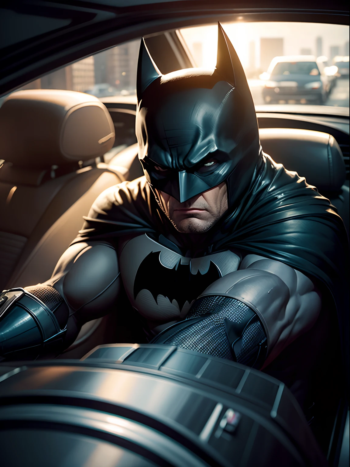 Batman driving a car