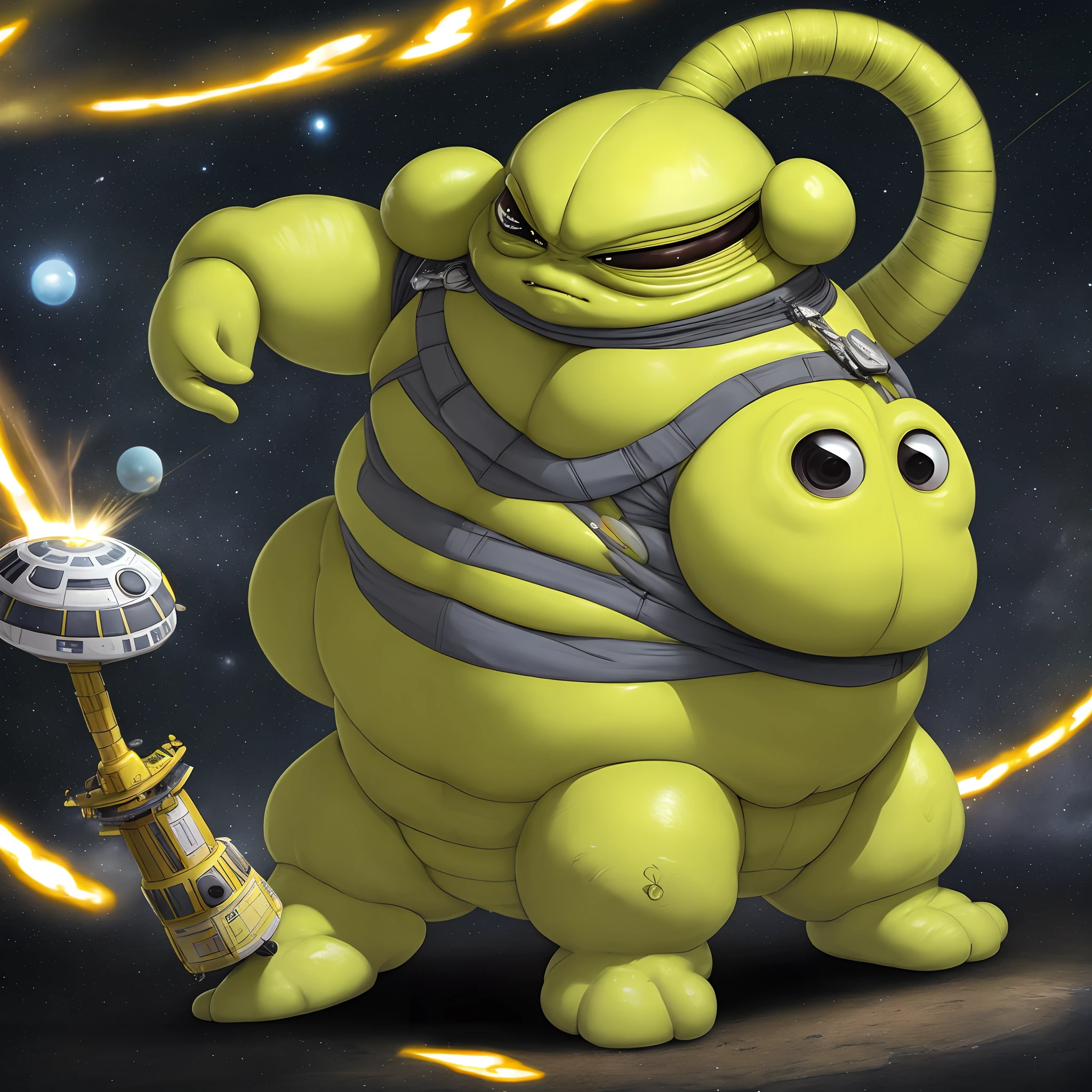 Klaud star wars, yellow monster, fat, alien, fat alien klaud, fat worm alien