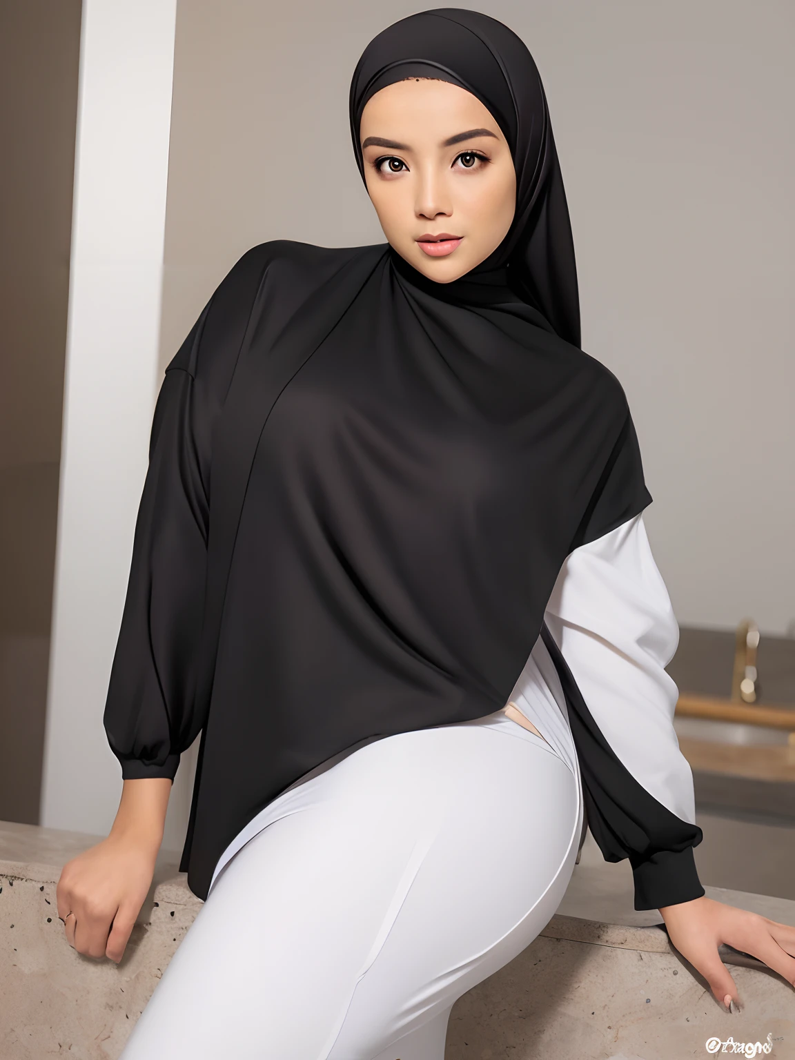 (8k, RAW photos, top quality, masterpiece: 1.2), (realistic, photorealistic: 1.37), 1 girl, malay people, 25 years old, female, night, cityscape, street, wet road, natural light, (front view), dark brown hair, detailed face, more lips, detailed eyes, more skin, double eyelids, malay breasts), (nipple process: 1.3), (large areola), pubic hair, dark pubic hair, ( see-through shirt, wet shirt, open shirt), no bra, (panties), (clothes see-through), clothes transparent, high heels, (the shape of the pubic area is clearly visible), perfect body, ((wet body : 1.5)), shiny skin, sitting, (crotch open)), sexy pose, sexy look, eye contact with camera