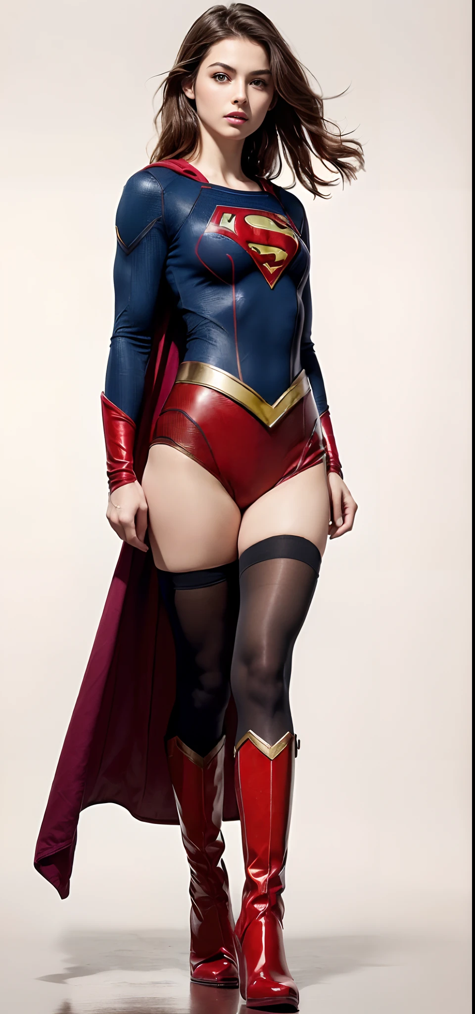 Beautiful girl fighting、japanes、Cute Beautiful Girl、(((Wear black tights on your beautiful legs.)))、(((beauty legs)))、(((Painful look)))、((((Make the most of the original image)))、(((Supergirl Costume)))、(((Beautiful hair in a short cut)))、(((Injured)))、(((Feet must necessarily be worn with black tights)))、(((You need to wear red boots)))、((Top image quality、8K))、((top-quality、8K、​masterpiece:1.3))、(((Keep your background simple)))、Crisp focus:1.2、Beautiful woman with perfect body shape:1.4、Slender Abs:1.2、a wet body:1.5、Highly detailed facial and skin texture、8K、Keep your background simple