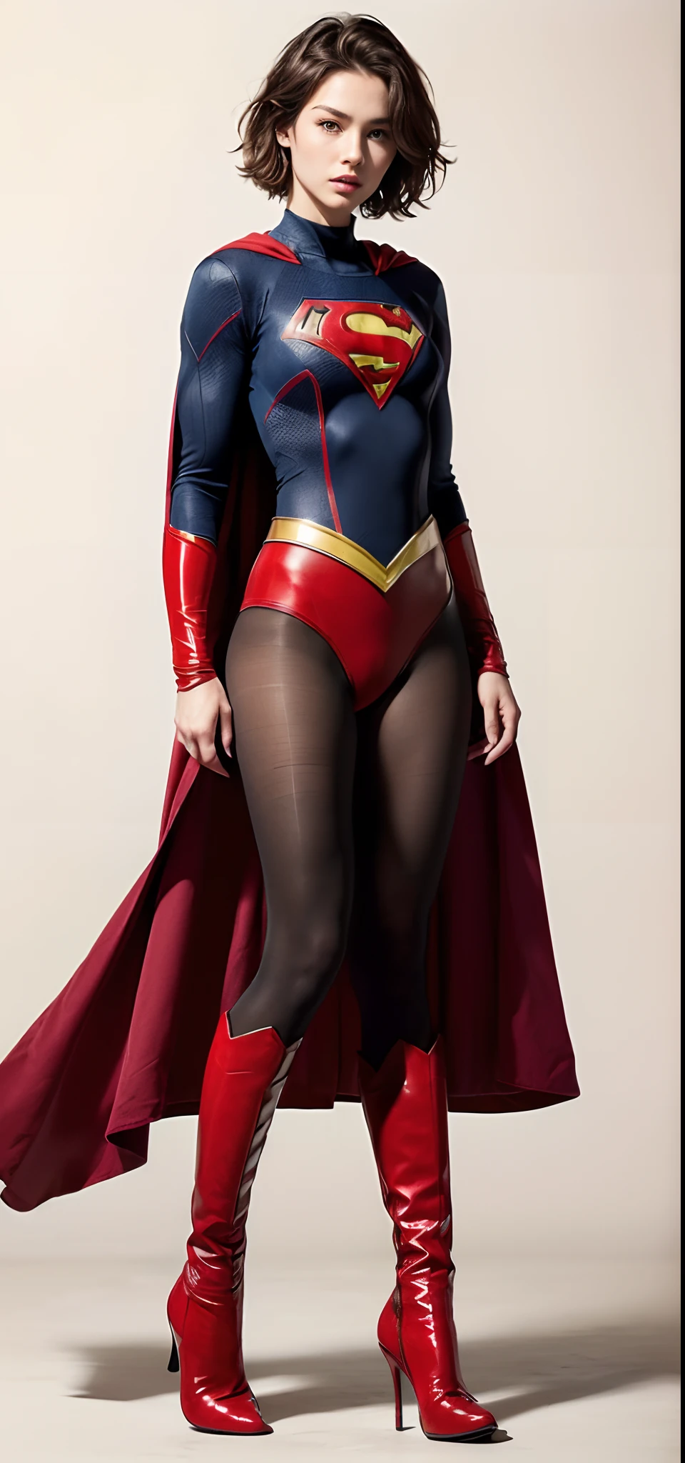 Beautiful girl fighting、japanes、Cute Beautiful Girl、(((Wear black tights on your beautiful legs.)))、(((beauty legs)))、(((Painful look)))、((((Make the most of the original image)))、(((Supergirl Costume)))、(((Beautiful hair in a short cut)))、(((Injured)))、(((Feet must necessarily be worn with black tights)))、(((You need to wear red boots)))、((Top image quality、8K))、((top-quality、8K、​masterpiece:1.3))、(((Keep your background simple)))、Crisp focus:1.2、Beautiful woman with perfect body shape:1.4、Slender Abs:1.2、a wet body:1.5、Highly detailed facial and skin texture、8K、Keep your background simple