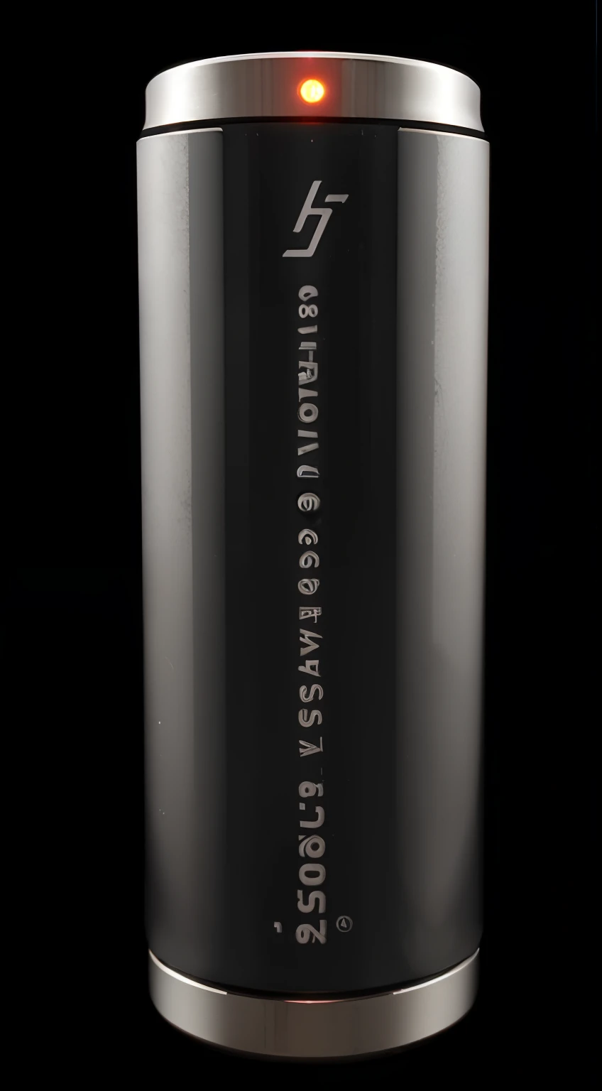 A high tech battery in a handle, metal, black background