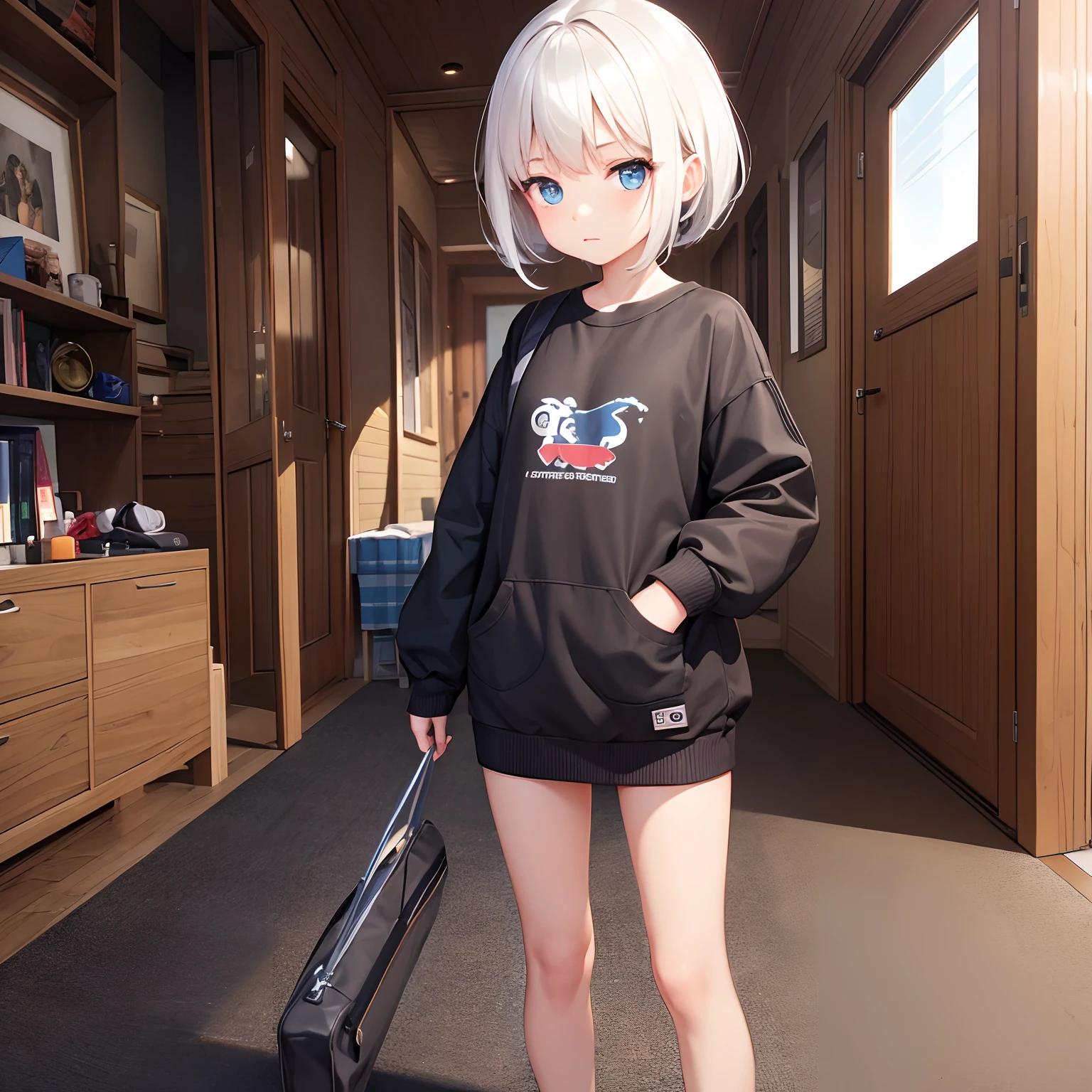 real looking skin,bit girl,whaite hair,adolable,Short stature