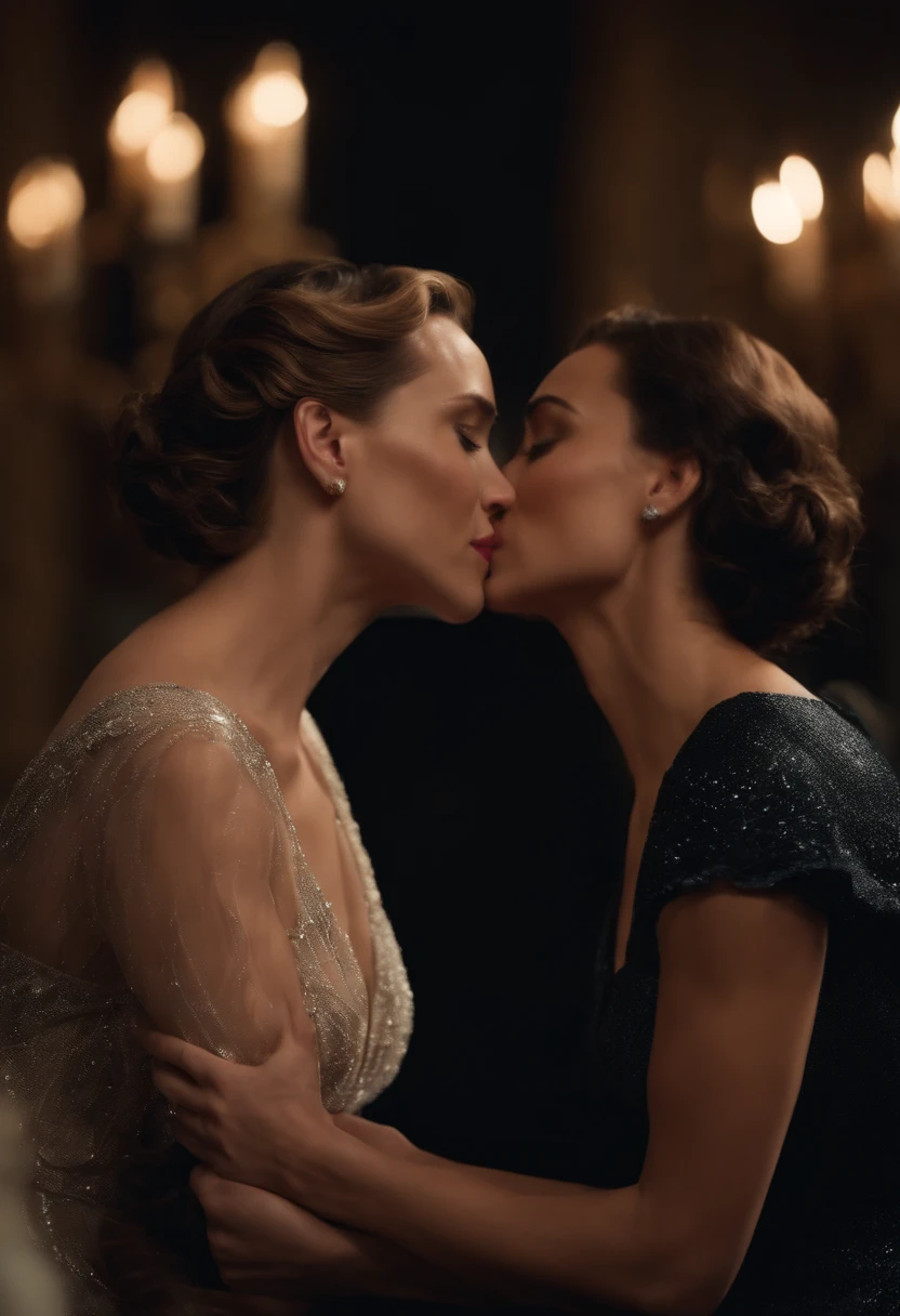 Scarlett Johansson and Gal Gadot kissing. nsfw. erotic